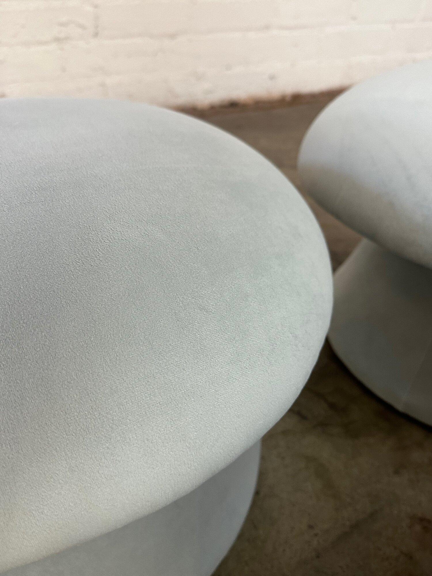 Tapered Mushroom ottoman in Baby blue velvet In New Condition For Sale In Los Angeles, CA