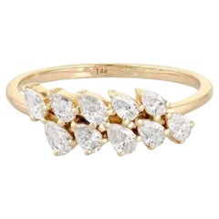 Tapered Pear Diamond 14K (or 18k upon request) Gold Cluster Eternity Ring