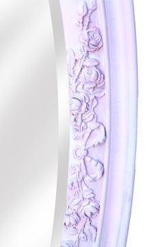 Tapered Pink Oval Mirror with Ribbons & Bows Bow in Shades of Pink