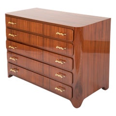 Tapered Sapele and Gilt Bronze Chest Designed by Guglielmo Ulrich