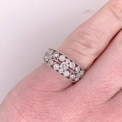 Tapered Wide Diamond Band, White Gold with 23 Diamonds .59 Carat Low Profile