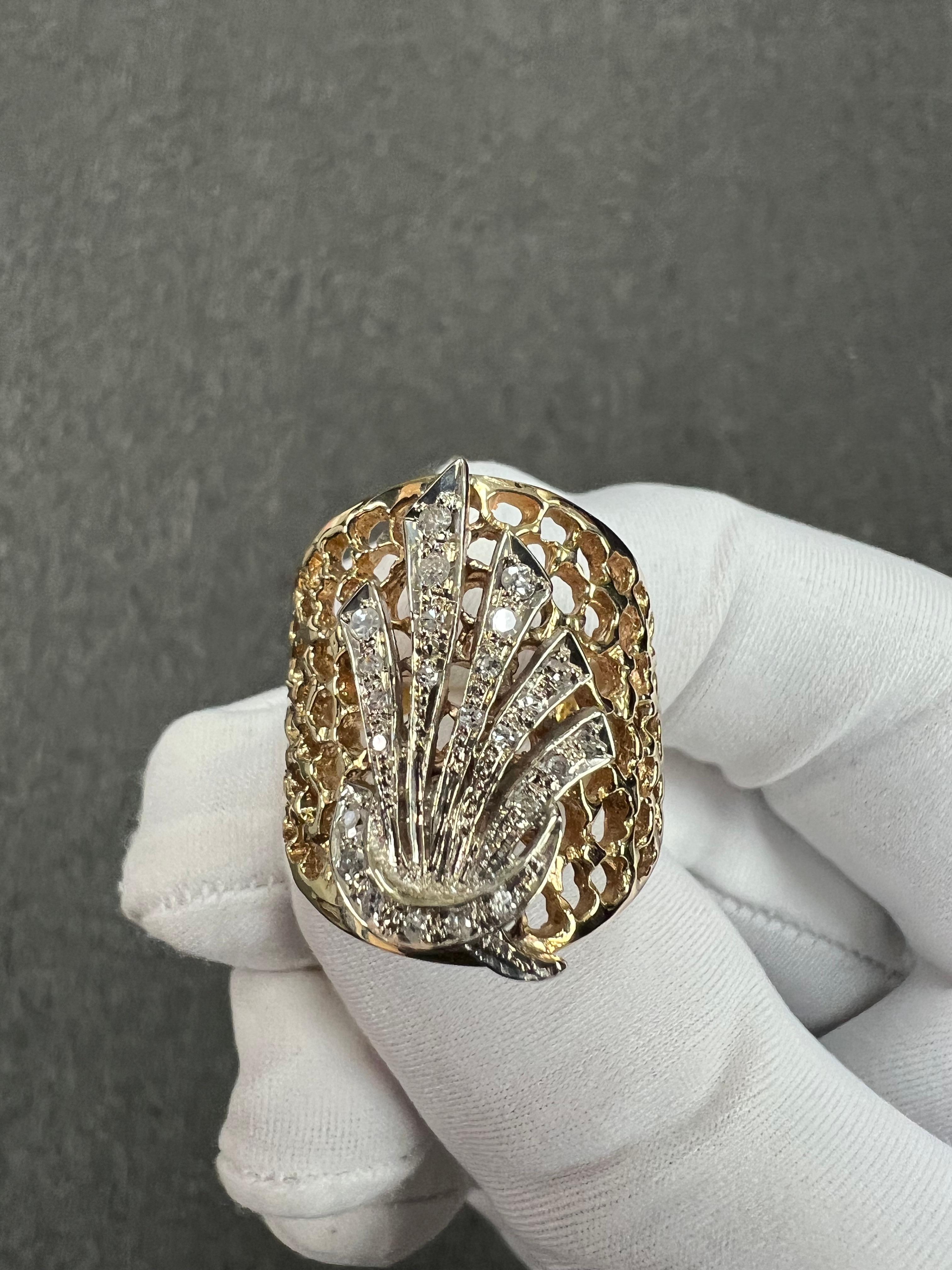 Tapered Wide Yellow Gold Diamond Band Ring Size 9.25 For Sale 5