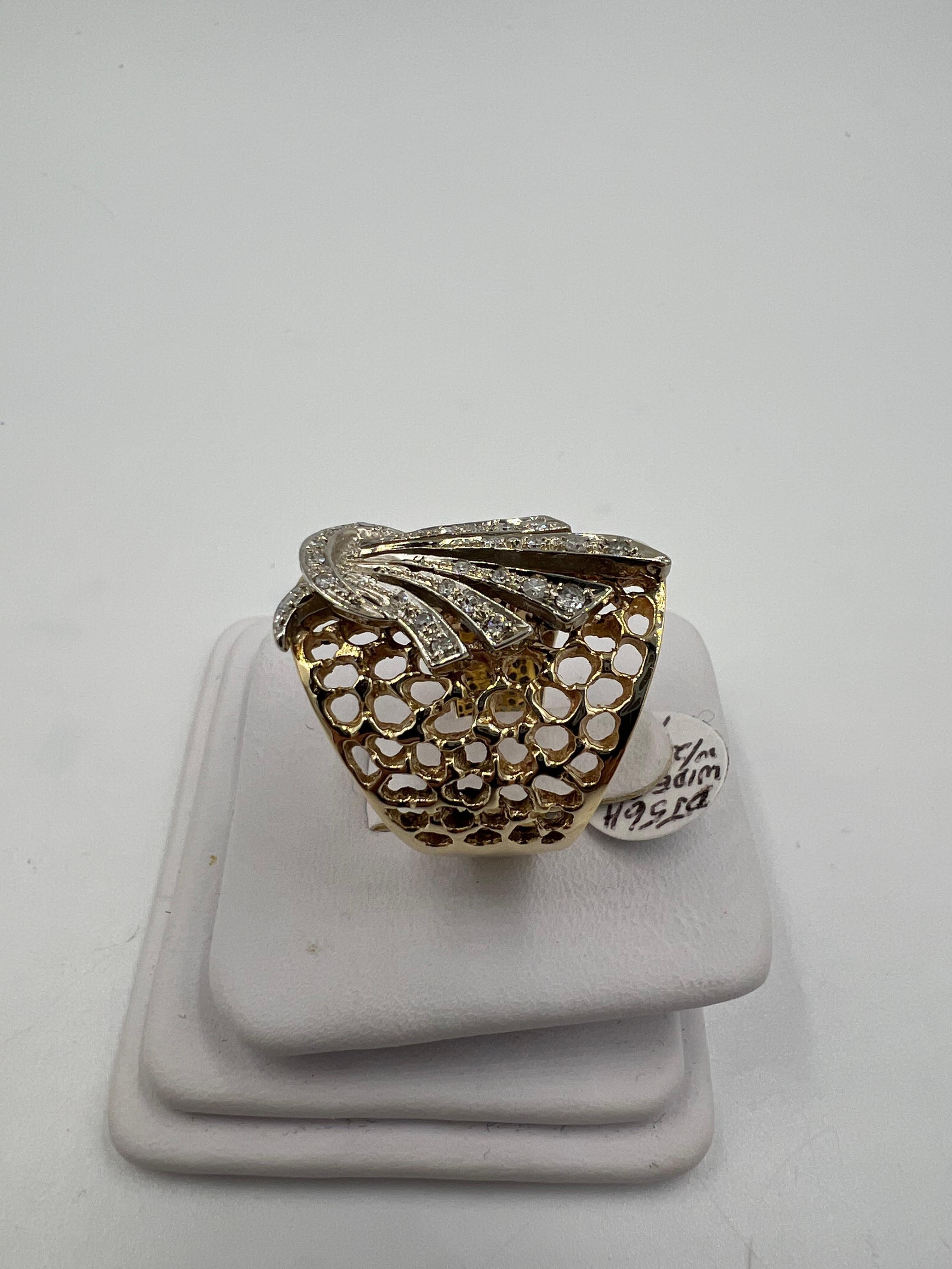 Tapered Wide Yellow Gold Diamond Band Ring Size 9.25 For Sale 7