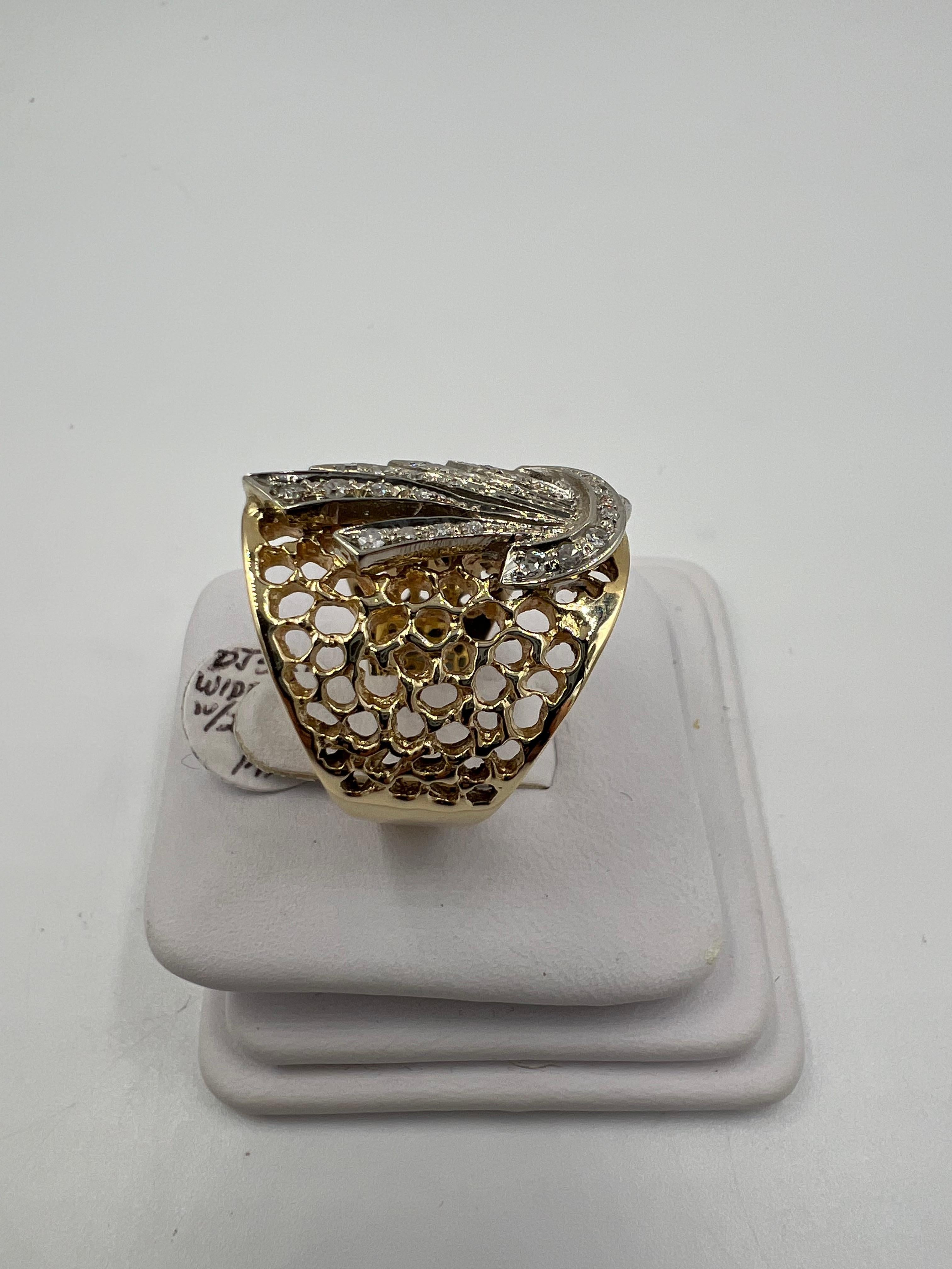 Tapered Wide Yellow Gold Diamond Band Ring Size 9.25 For Sale 8