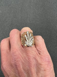 Tapered Wide Yellow Gold Diamond Band Ring Size 9.25