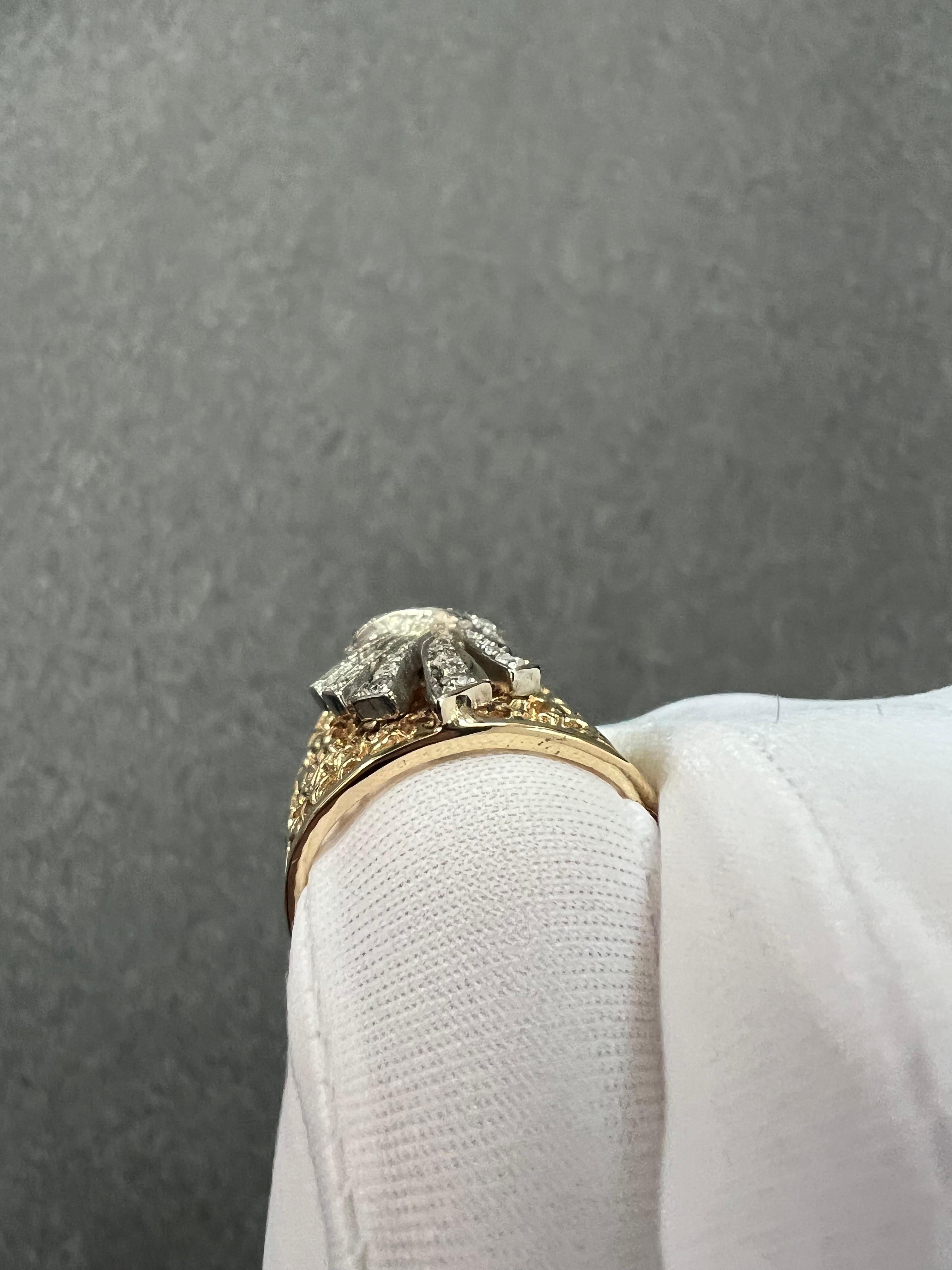Tapered Wide Yellow Gold Diamond Band Ring Size 9.25 For Sale 2