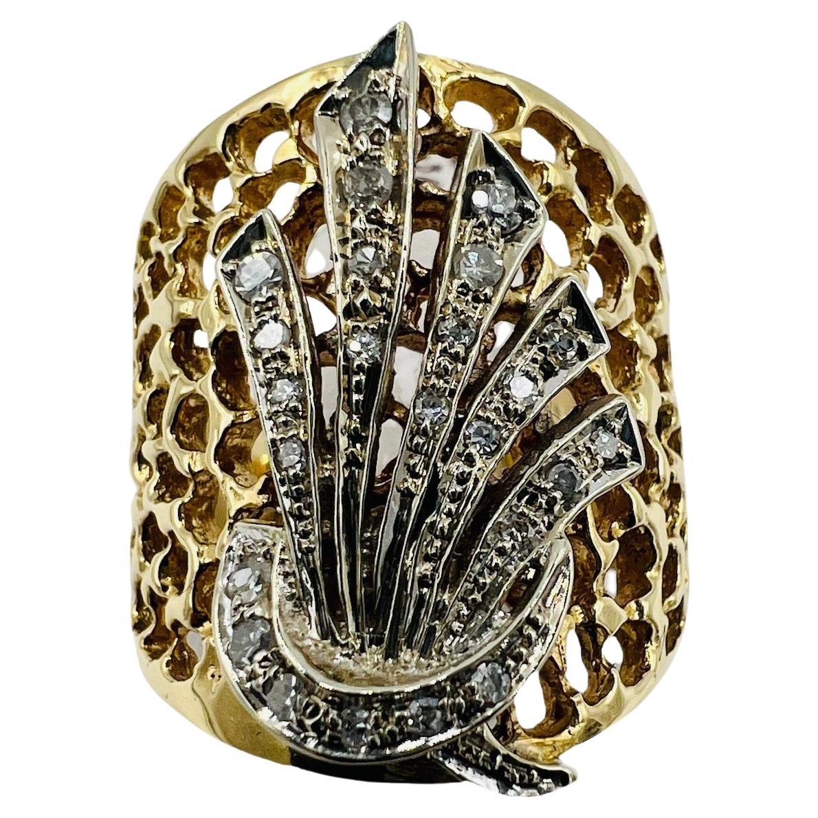 Tapered Wide Yellow Gold Diamond Band Ring Size 9.25