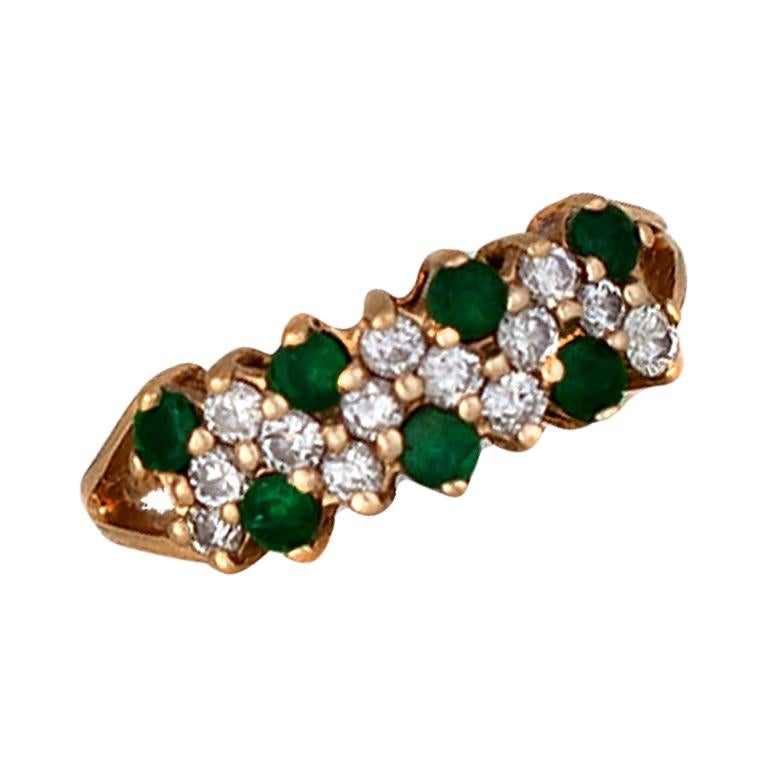 Tapestry, 1 Carat Emerald and Diamond Yellow Gold Ring For Sale