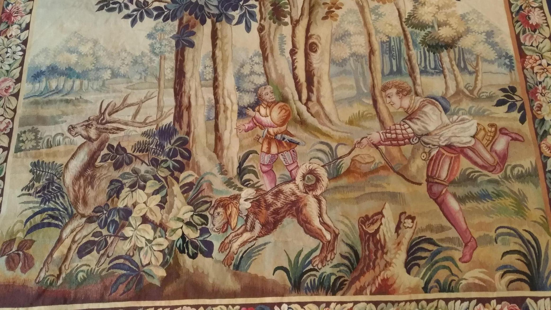 French Tapestry 19th Century Aubusson Stag Hunt - N° 1140