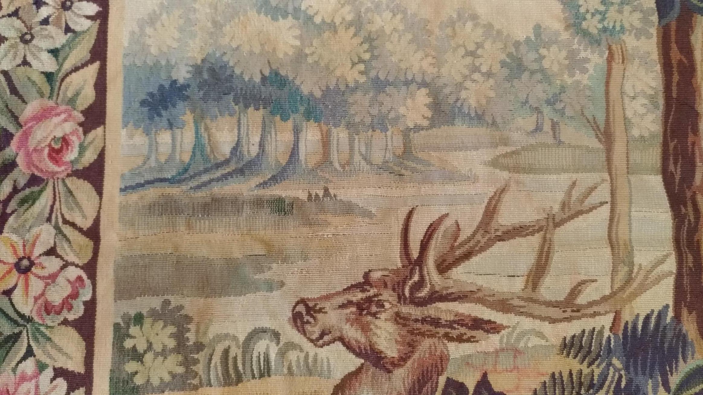 Tapestry 19th Century Aubusson Stag Hunt - N° 1140 In Excellent Condition In Paris, FR