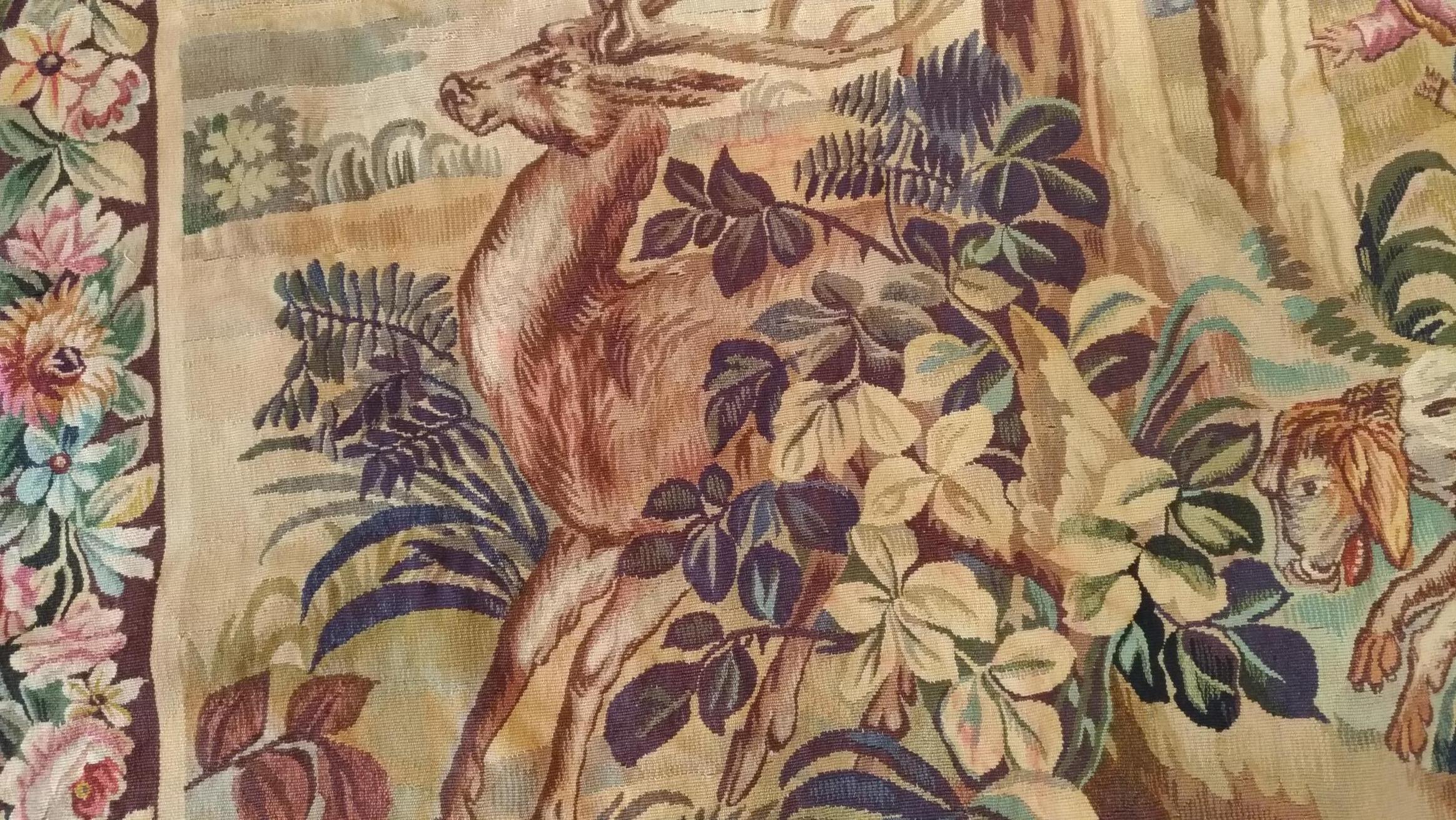 Late 19th Century Tapestry 19th Century Aubusson Stag Hunt - N° 1140