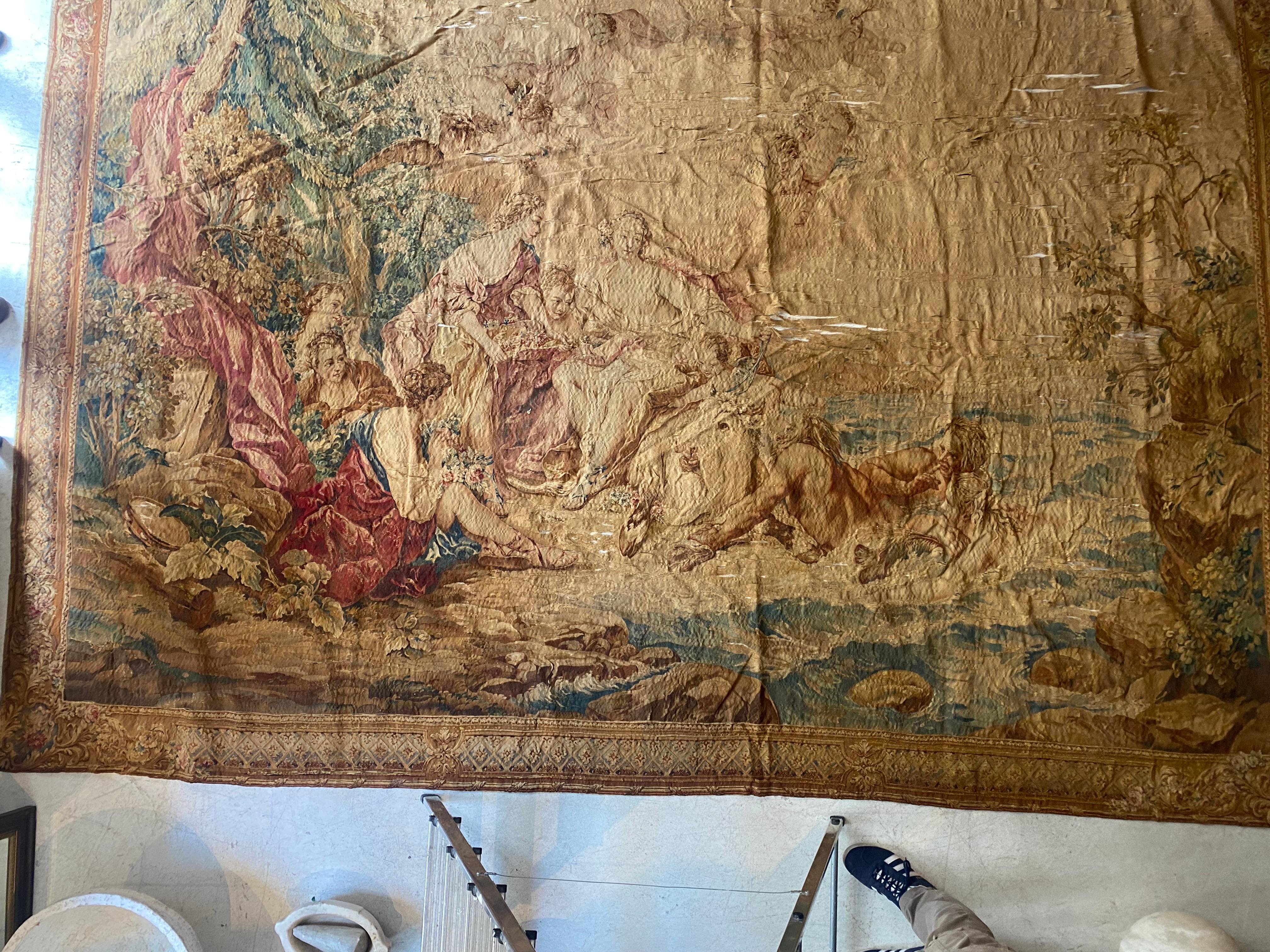 Louis XV Tapestry after design drawings by Francois Boucher Manufacture de Beauvais For Sale