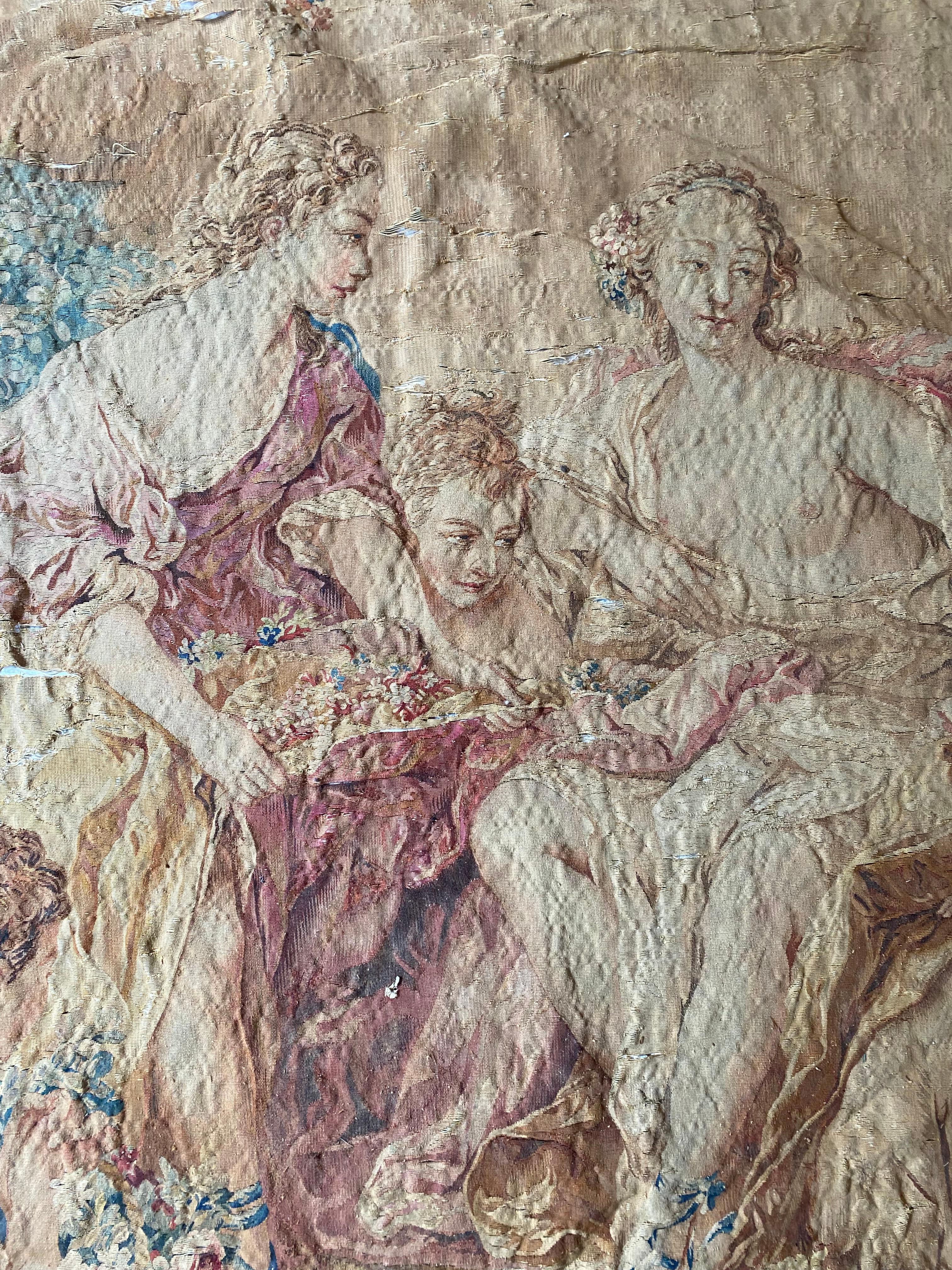 French Tapestry after design drawings by Francois Boucher Manufacture de Beauvais For Sale