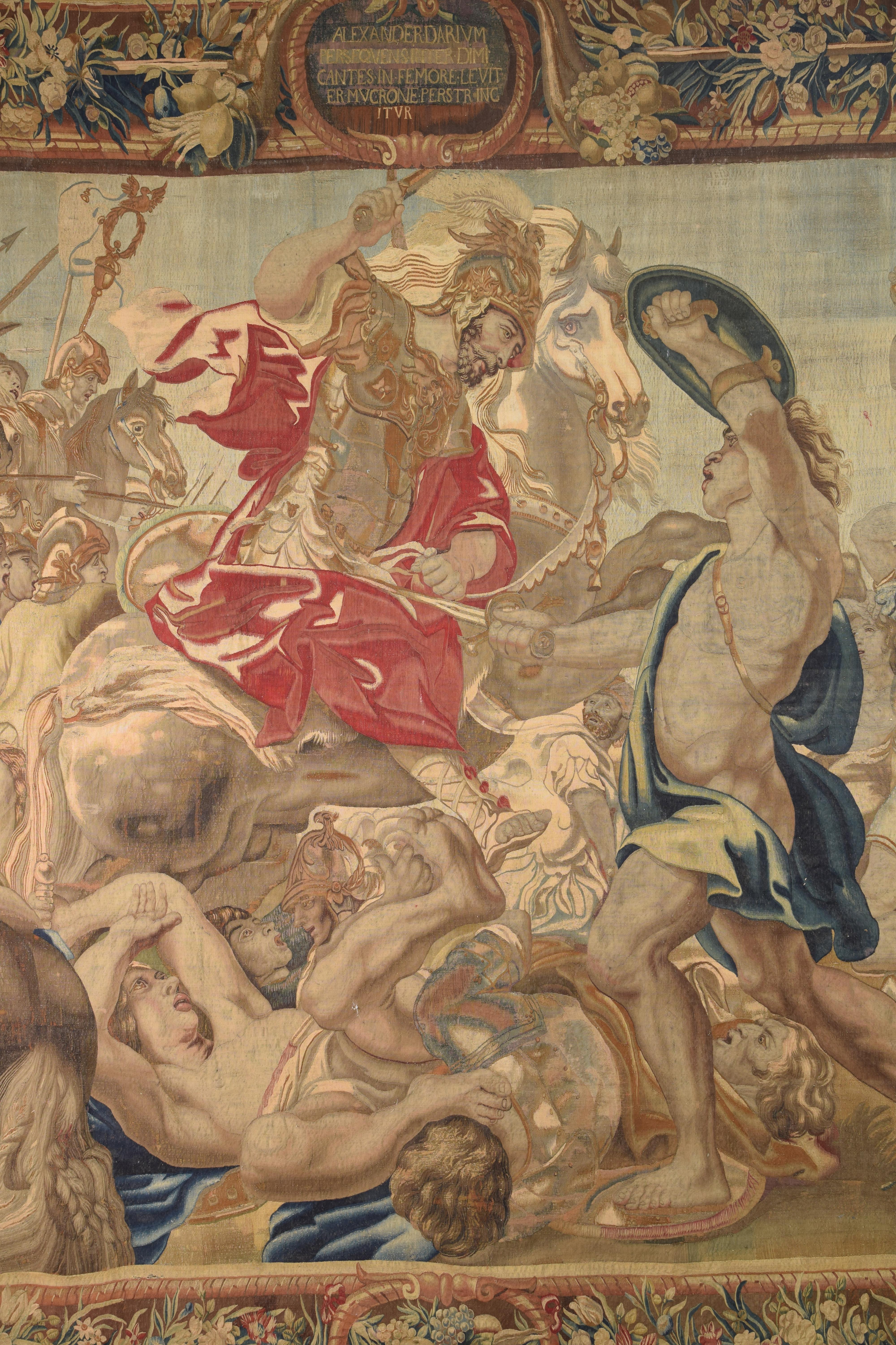 Tapiz, Alejandro Magno herido en la batalla de Issos. Hacia 1650. Barroco