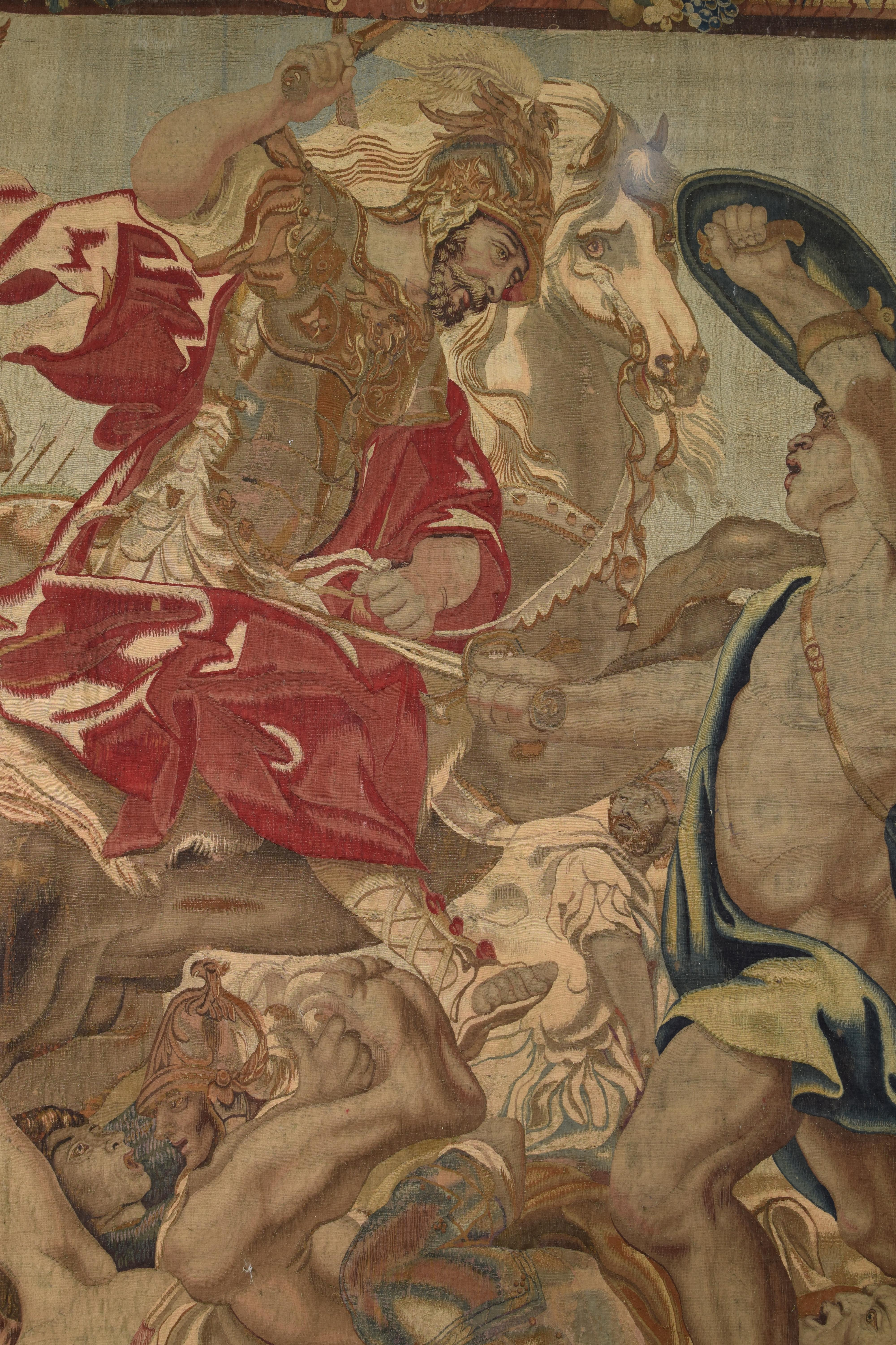 Tapiz, Alejandro Magno herido en la batalla de Issos. Hacia 1650. 1