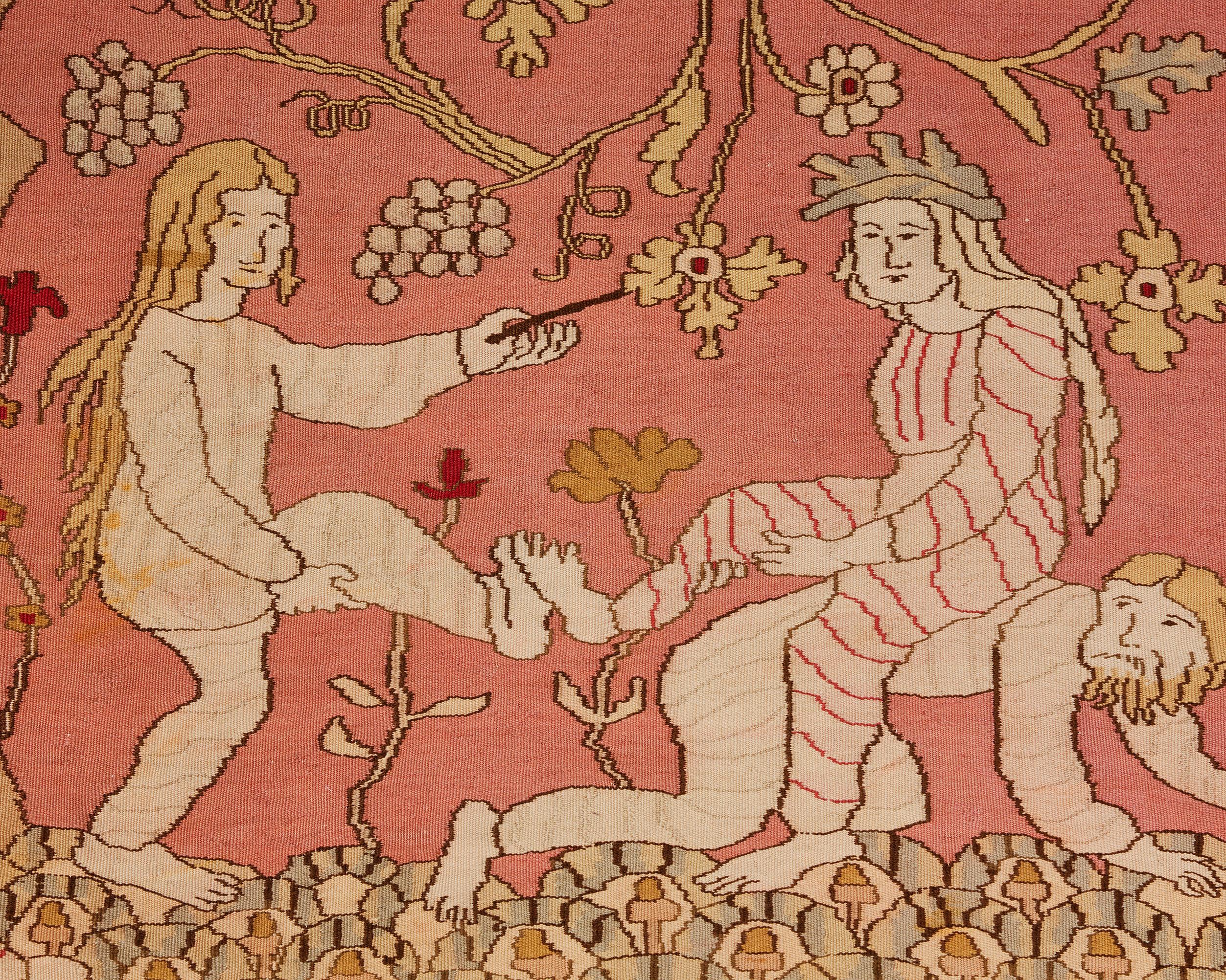 Mid-Century Modern Tapestry, Anonymous, Hand Woven Wool and Linen, Sweden, 1900s For Sale