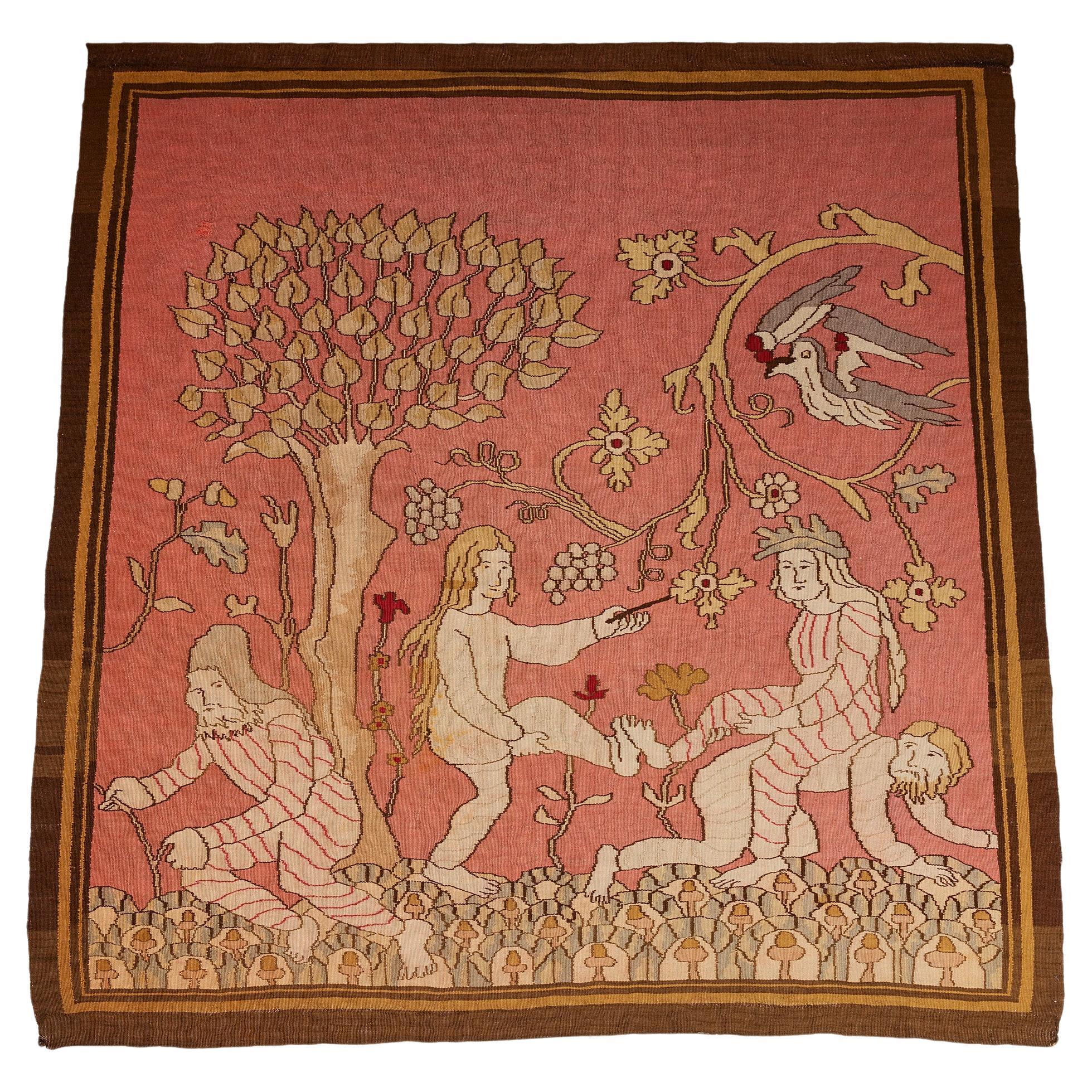 Tapestry, Anonymous, Hand Woven Wool and Linen, Sweden, 1900s