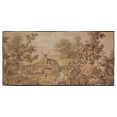 Antique Tapestry Aubusson Sporting Woodland Stag Deer Hunting Dog Massive