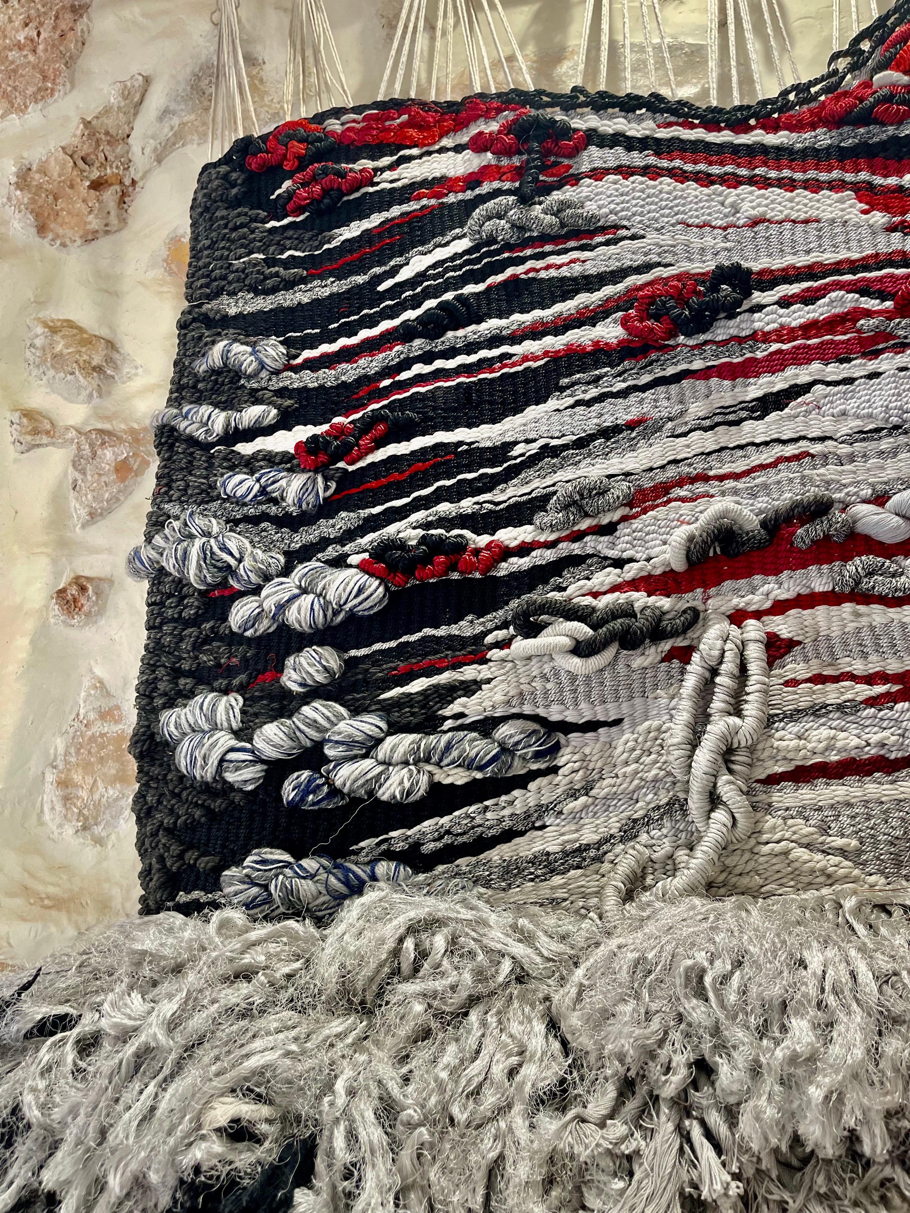 Wandteppich Brutalistischer Macrame 150/150 cm, Spanien 1970er Jahre im Zustand „Gut“ im Angebot in La xara, VC