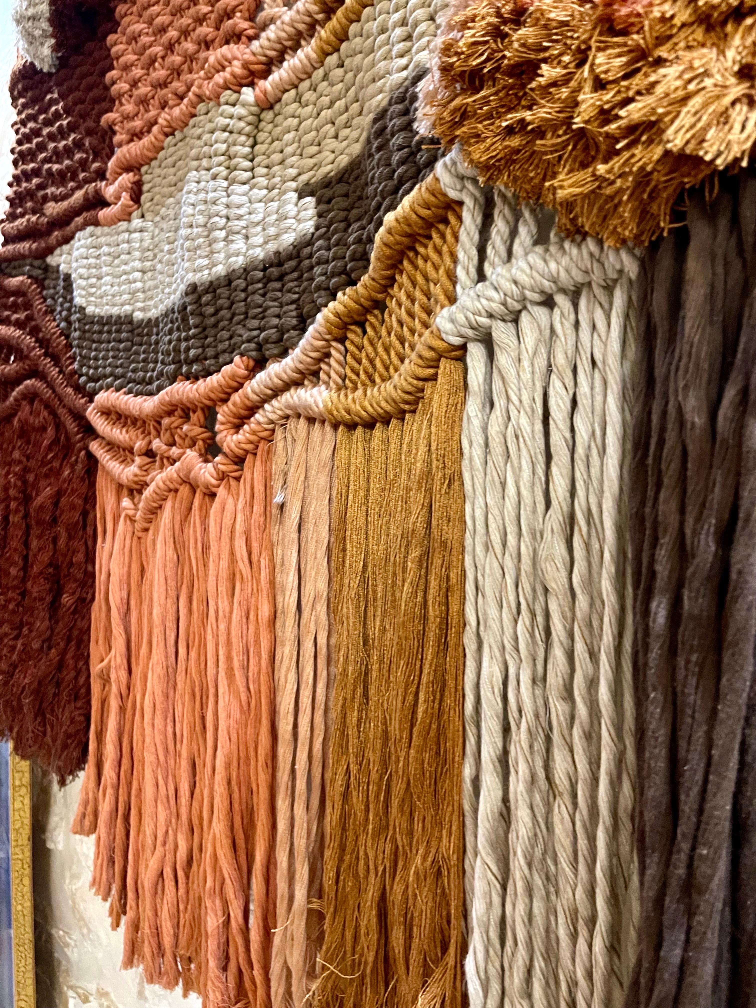 Wool Tapestry Brutalist Macrame, Spain 1970s