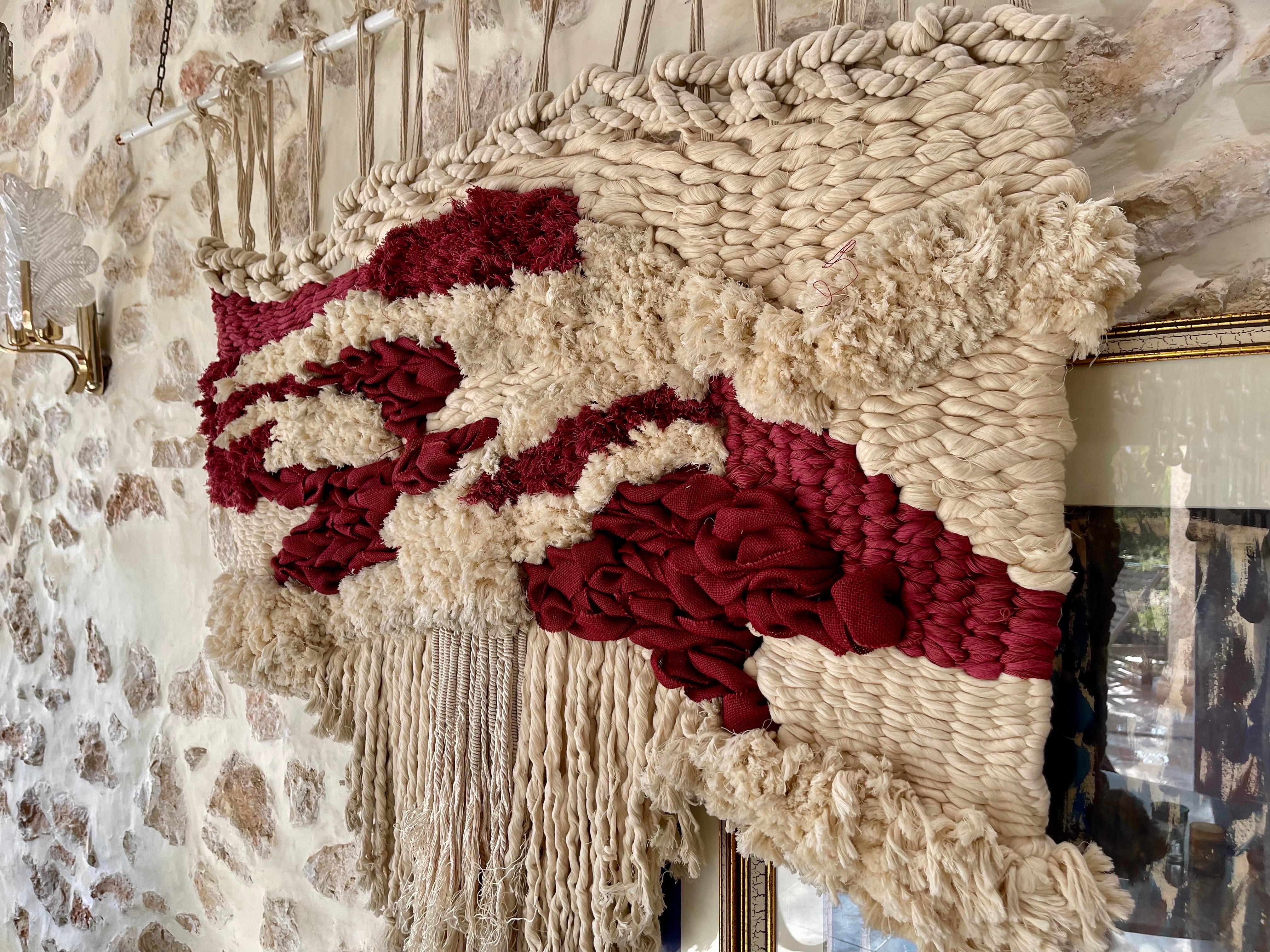 Tapestry Brutalist Macrame, Spain 1980s In Good Condition In DÉNIA, ES