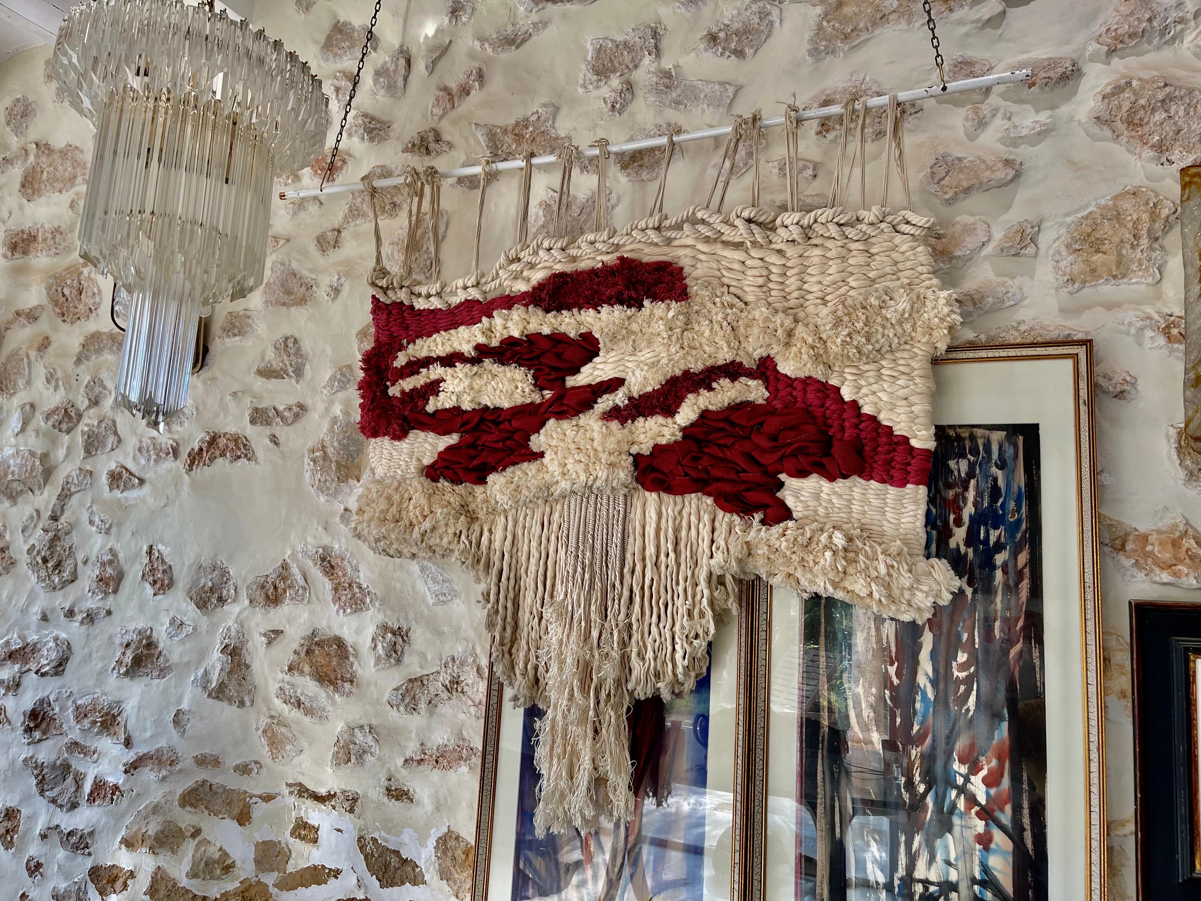 Late 20th Century Tapestry Brutalist Macrame, Spain 1980s For Sale