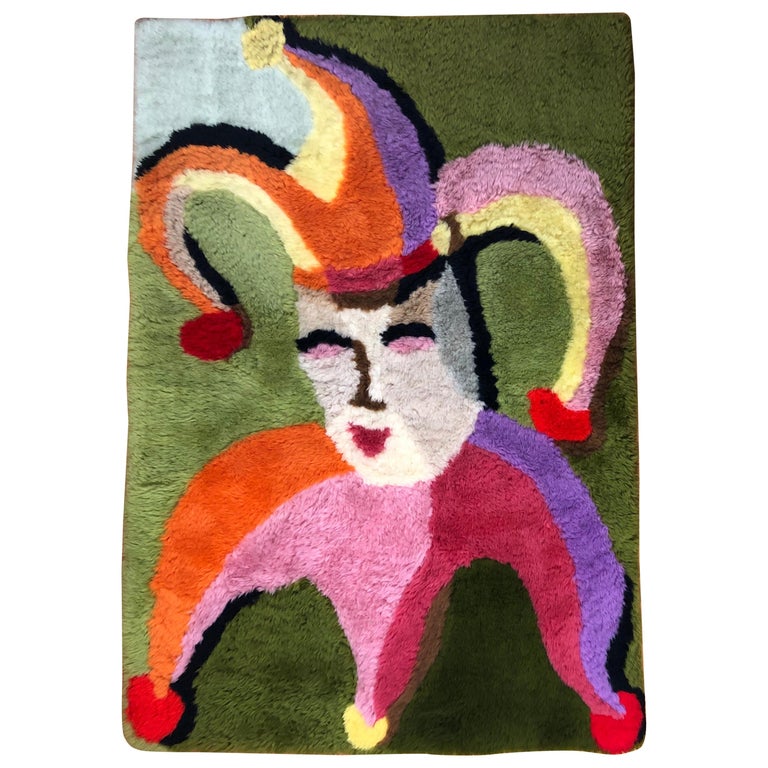 Rare Tapestry by Henri Gineste "Le Fou du Roy" Kings Joker & Exhibit Catalog For Sale