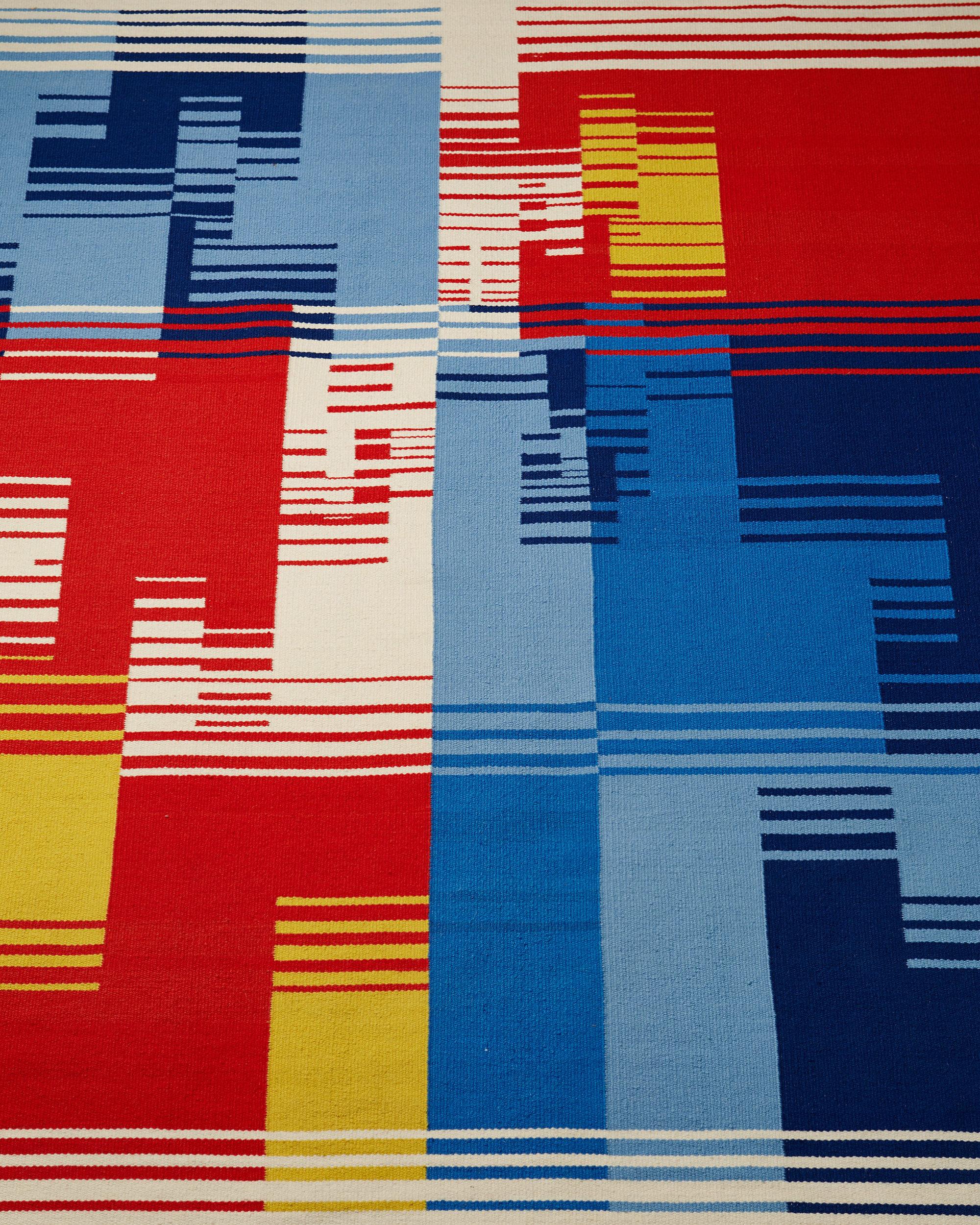Scandinave moderne Tapisserie de Leo Reis, laine tissée à la main, Suède, années 1980 en vente