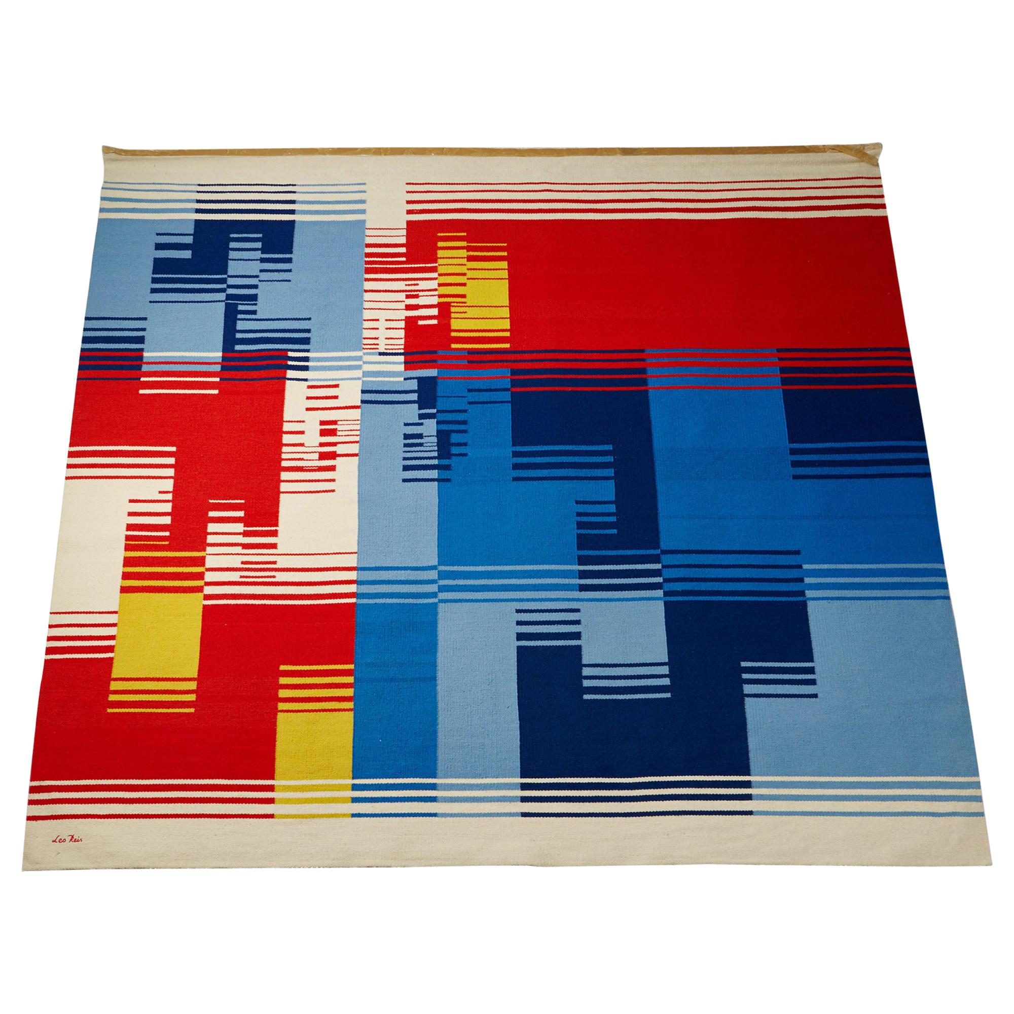 Tapestry by Leo Reis, Handwoven wool, Sweden, 1980s For Sale