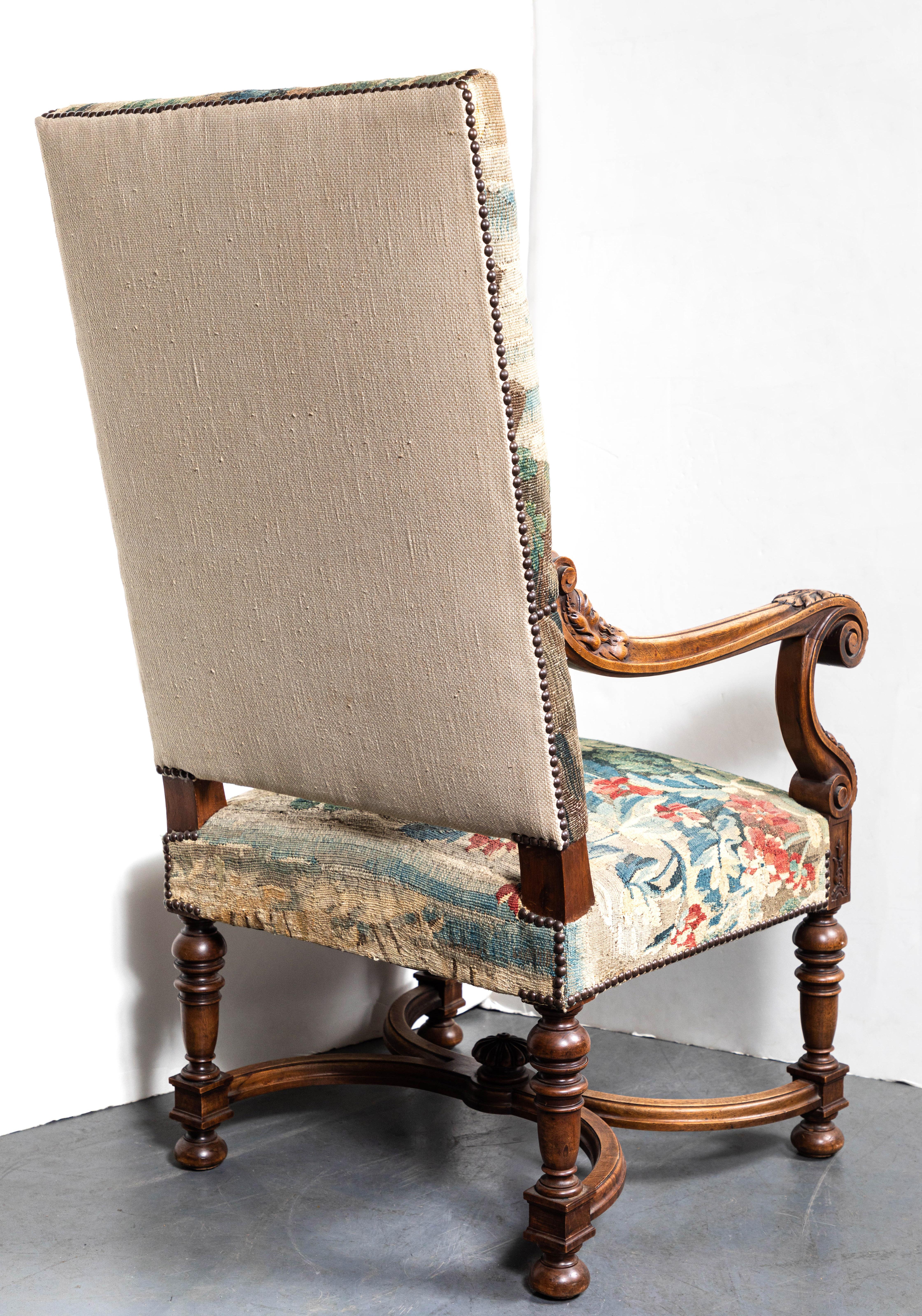 French Tapestry Covered, Period Armchair For Sale