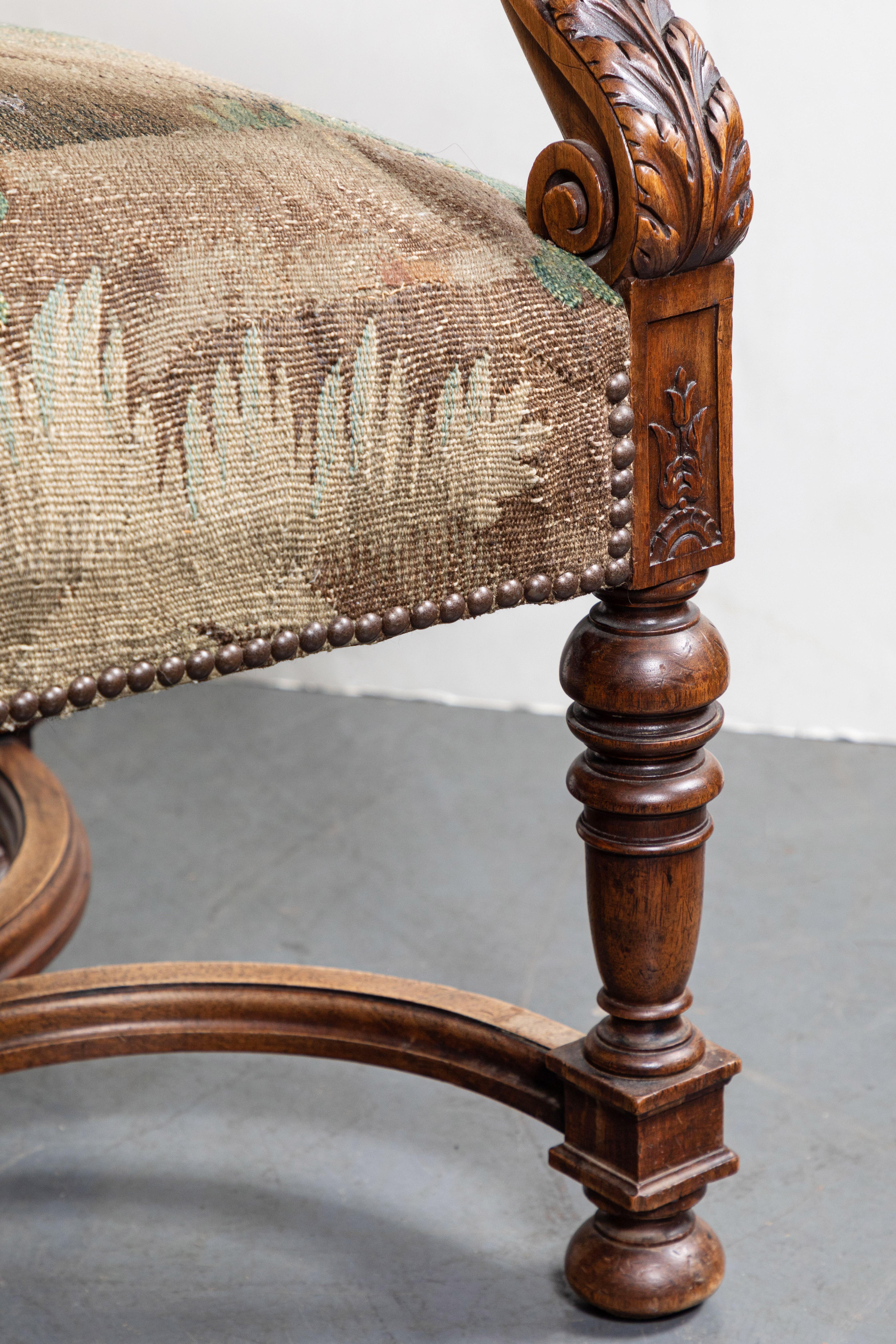19th Century Tapestry Covered, Period Armchair For Sale