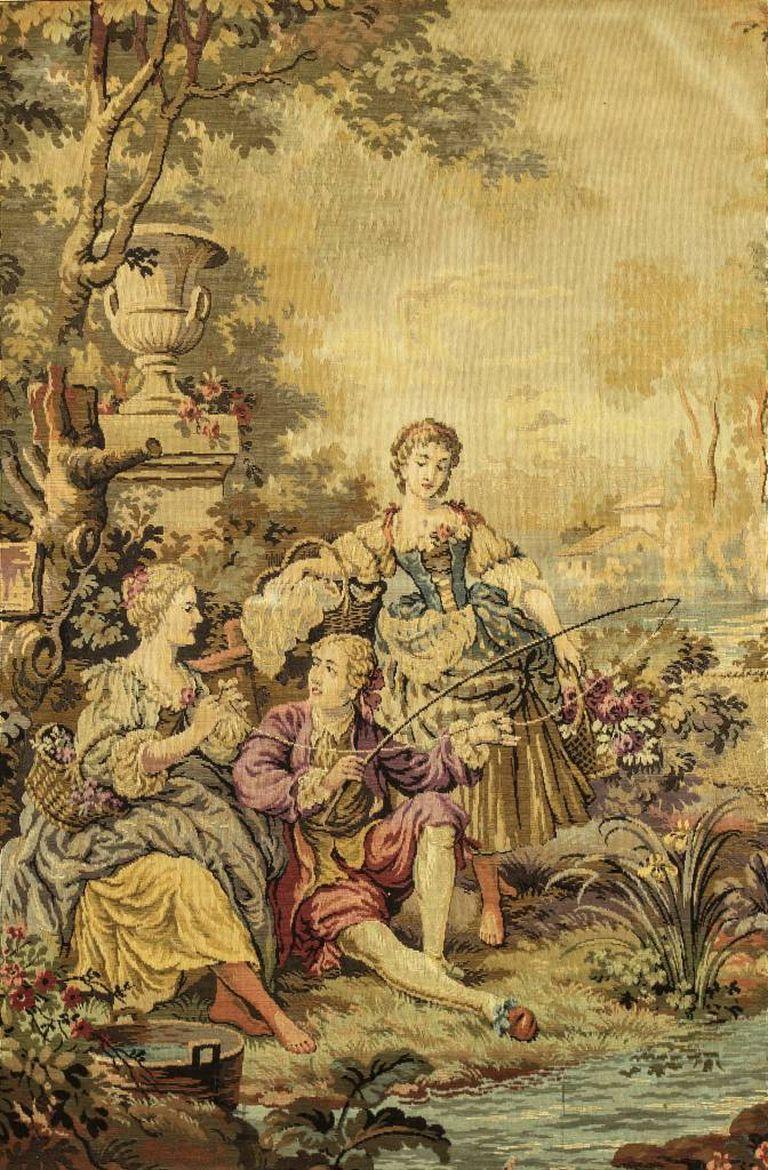 We present you this tapestry circa 1930, framed, depicting a Rococo genre scene.

Dimensions: Height 138 cm; width 95 cm.

The item is in very good condition.