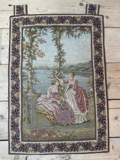 Tapestry depicting an 18th century scene of Lake Como, 1920