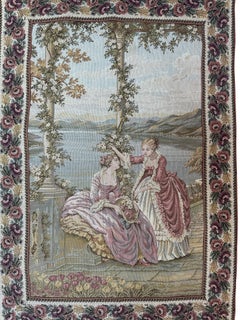 Tapestry depicting an 18th century scene of Lake Como, 1920