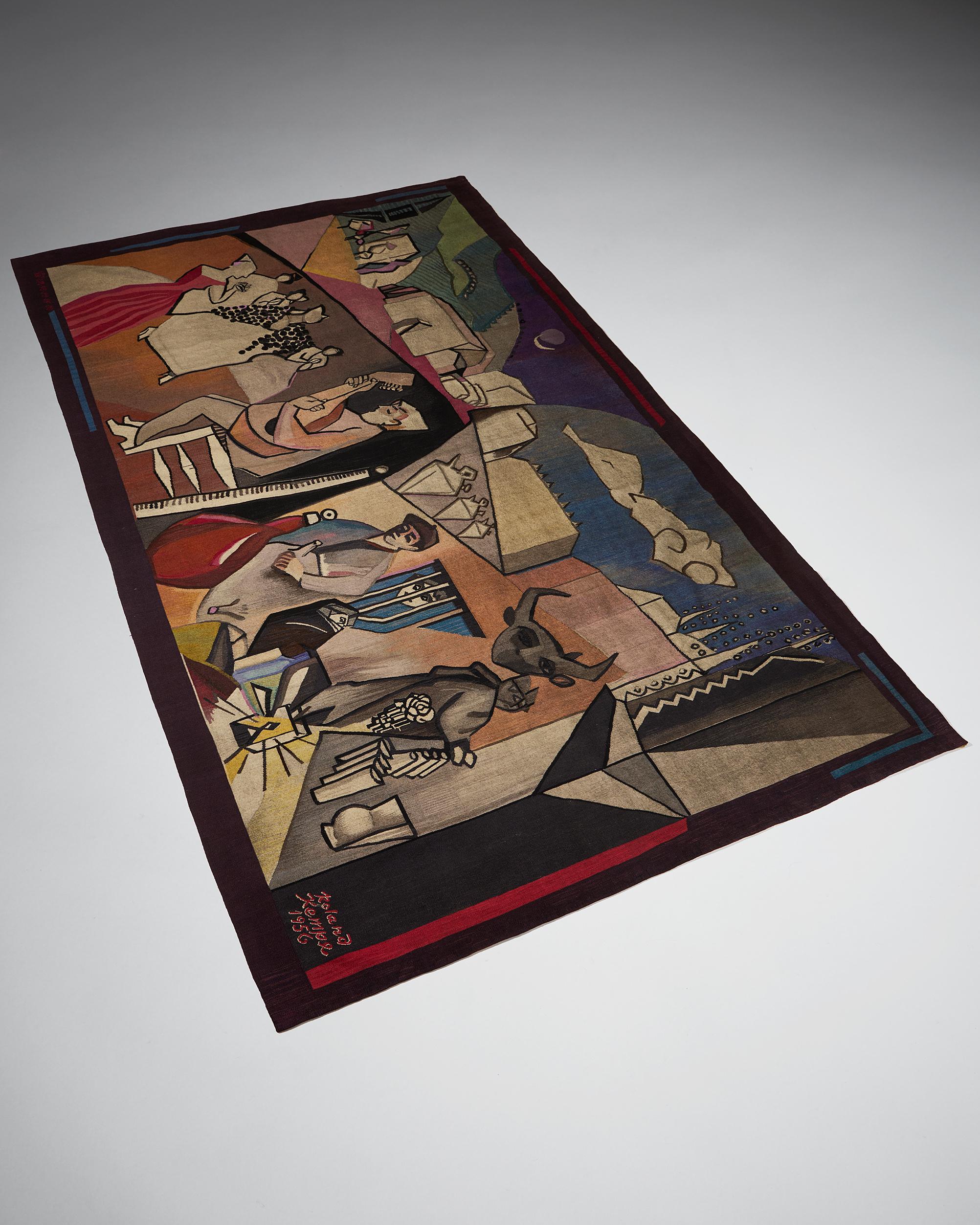 Mid-Century Modern Tapestry Designed by Roland Kempe, Sweden, 1956 For Sale