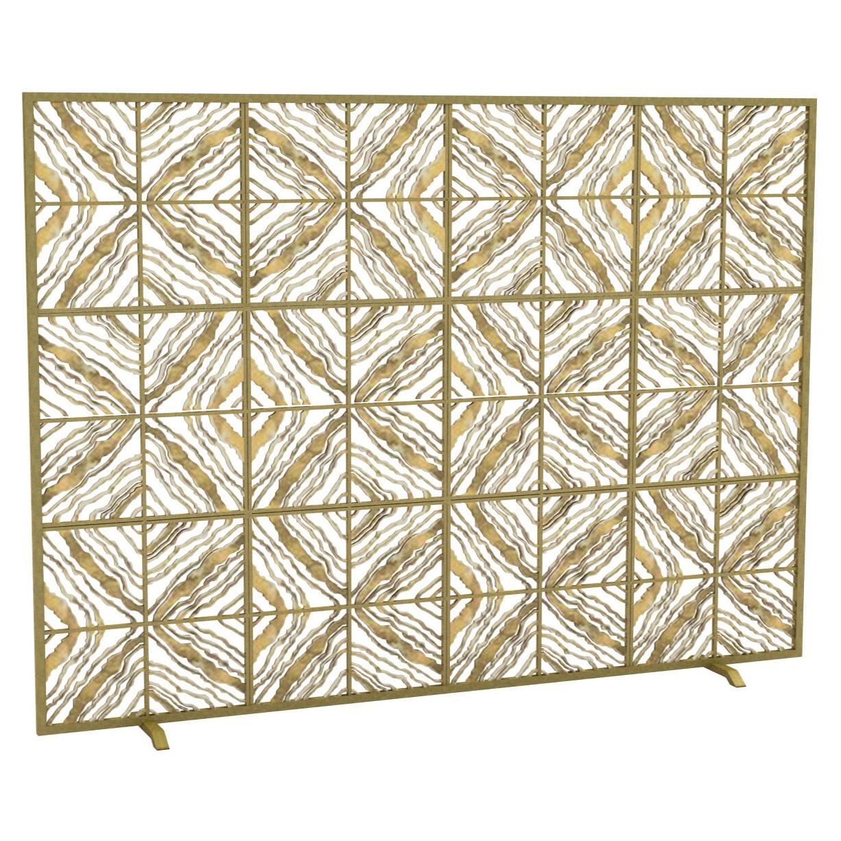 Tapestry Fireplace Screen in a Brilliant Gold Finish For Sale