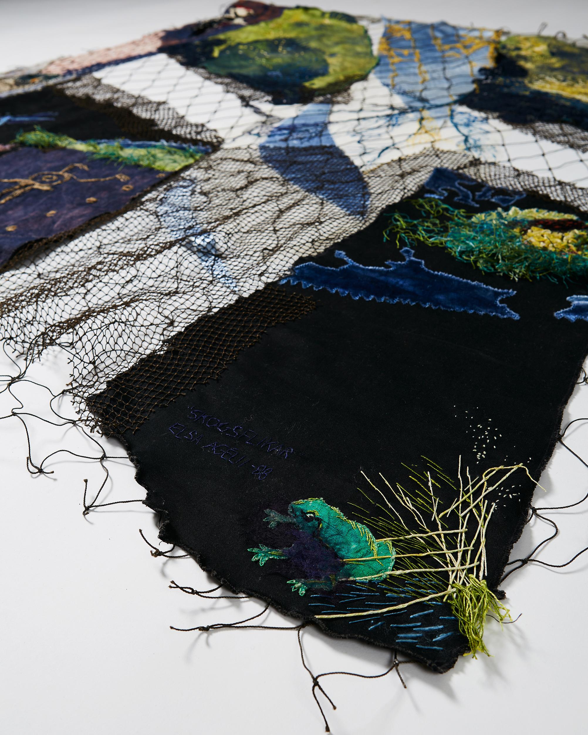 Scandinavian Modern Tapestry 'Forest Fragments' by Elsa Agélii, Silk and Mixed Media, 1988, Sweden For Sale