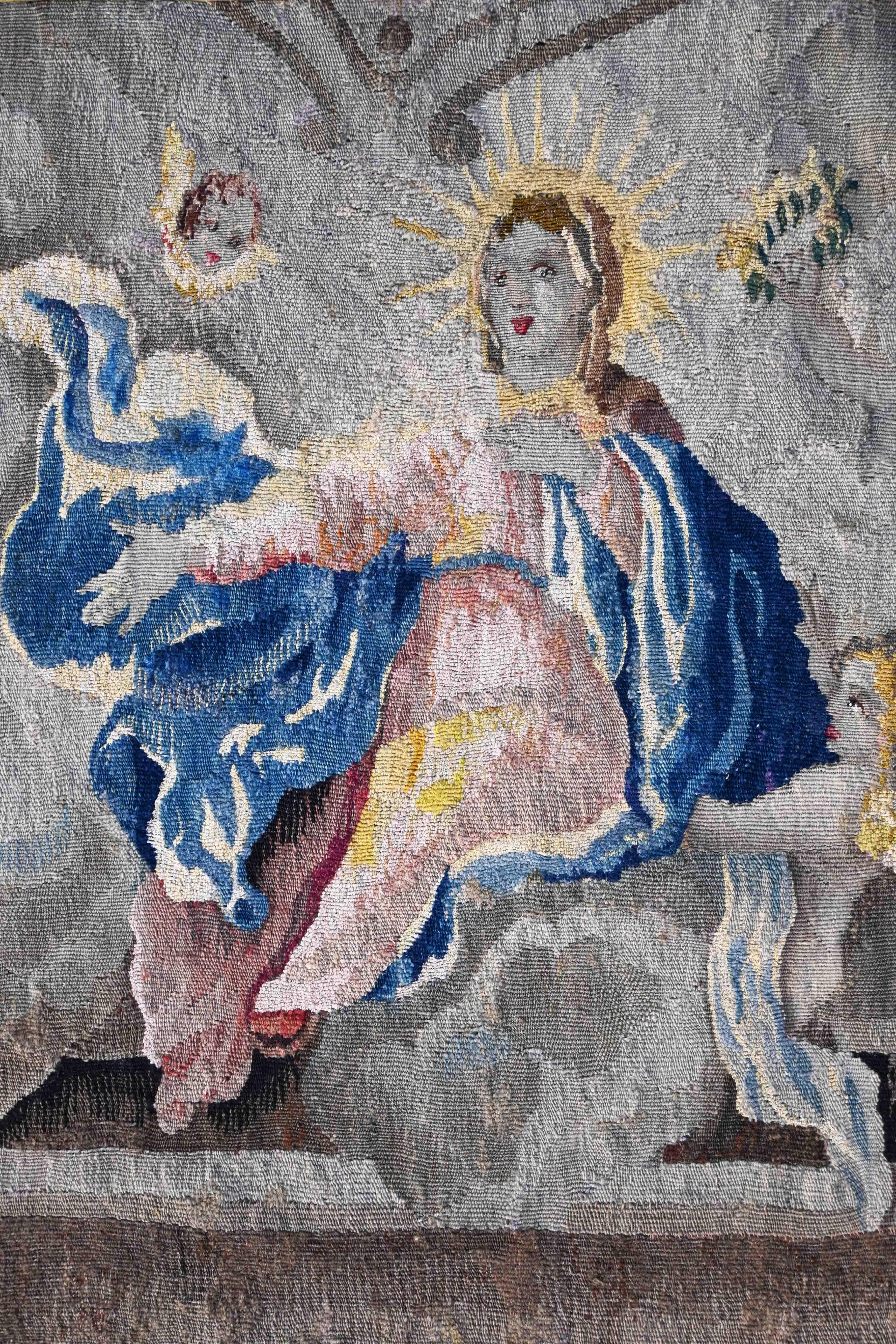 Frammento di arazzo, Fiandre, XVII secolo - L'Assunzione di Maria - N. 1565
Artista: Manufacture Des Flandres 17 ème Siècle
Periodo: XVII secolo
Condizioni: Condizioni perfette
Materiale: Lana e seta
Larghezza: 100 cm
Altezza: 100 cm
Profondità: 0,5