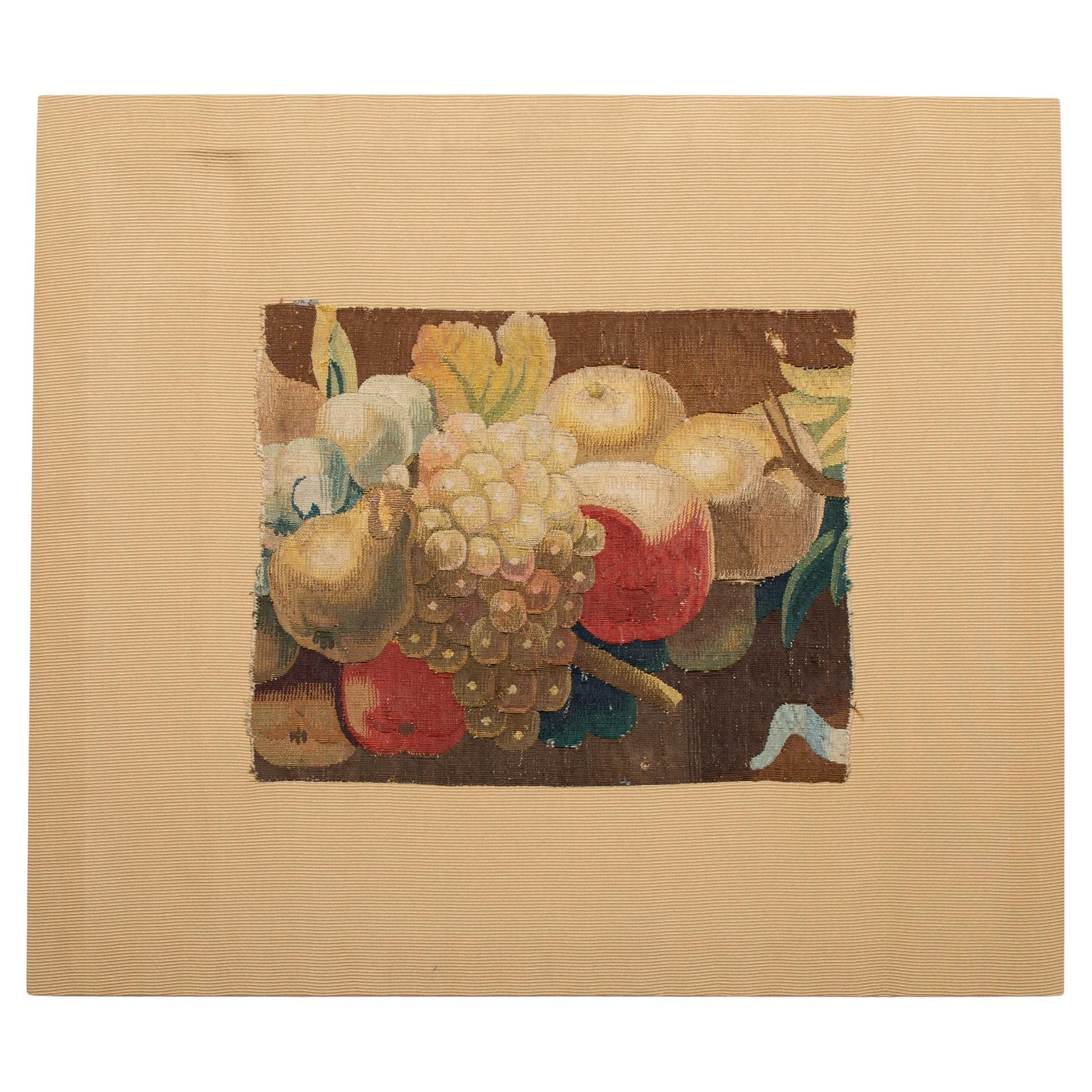 Tapestry Fragment with Fruits on Panel For Sale