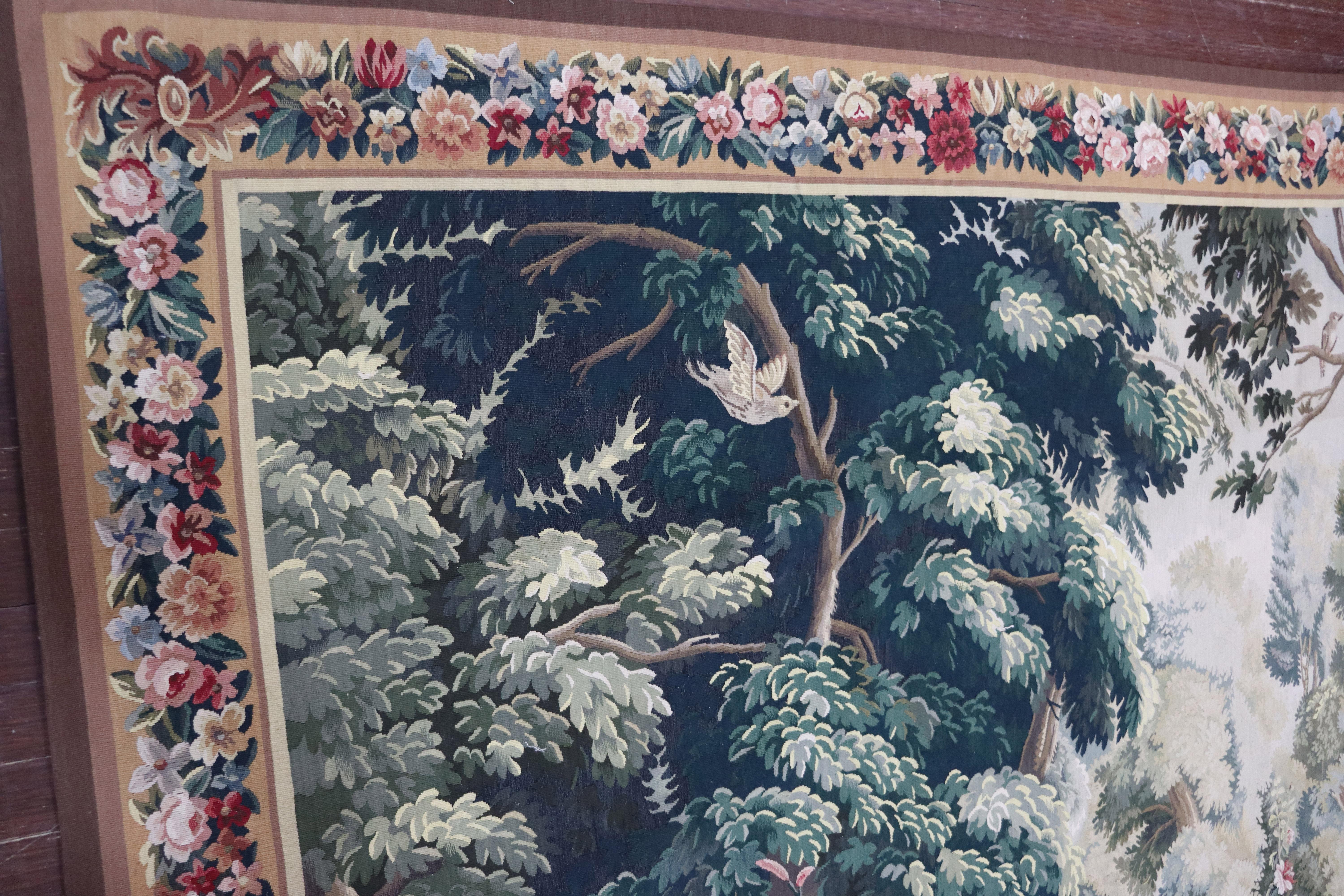 Hand-Knotted Tapestry, French Design Very Fine, Reprotection, 9'3