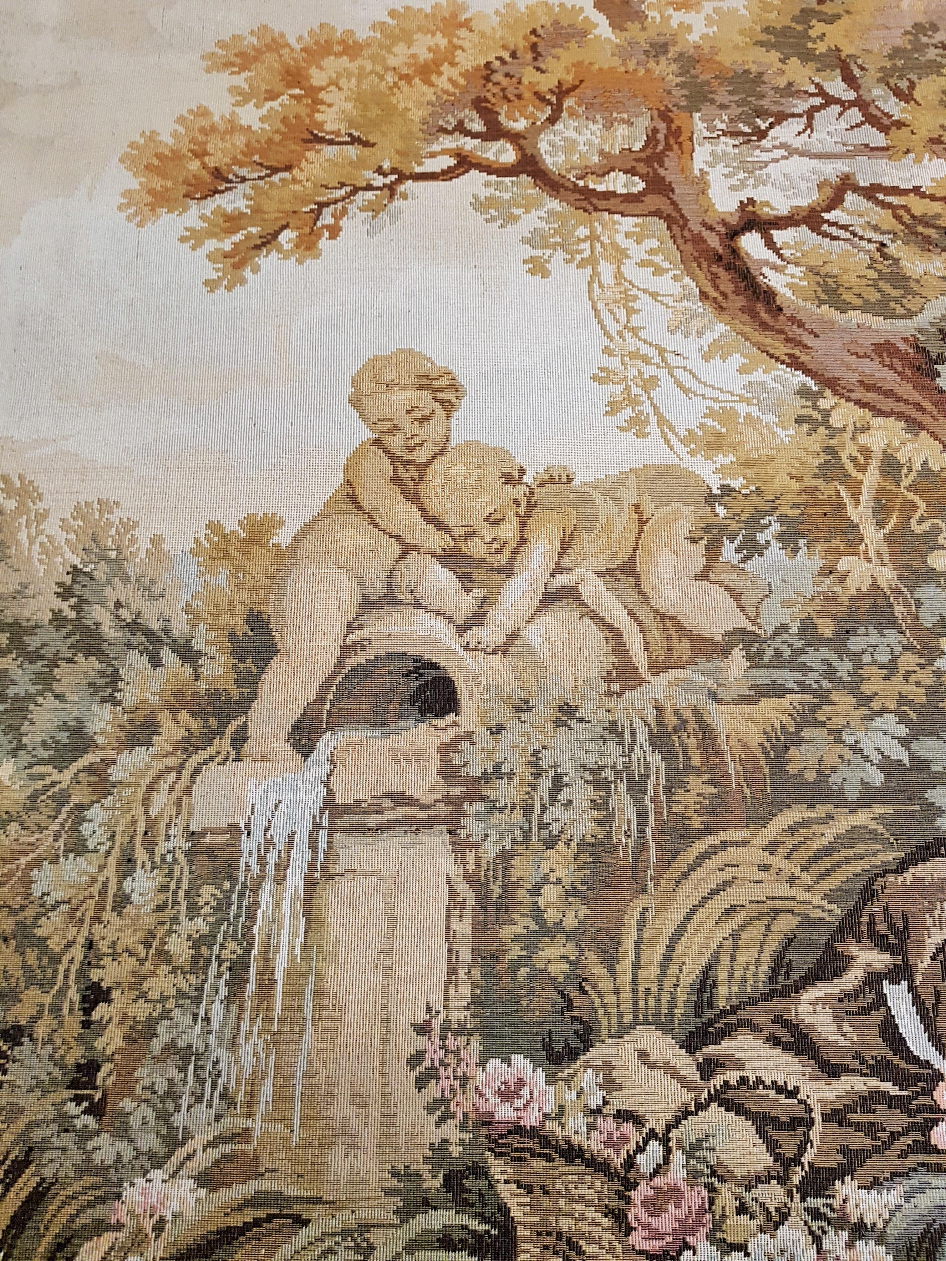Wandteppich Französisch Rustikaler Stil Aubusson Barock Louis XV., Frankreich im Angebot 7