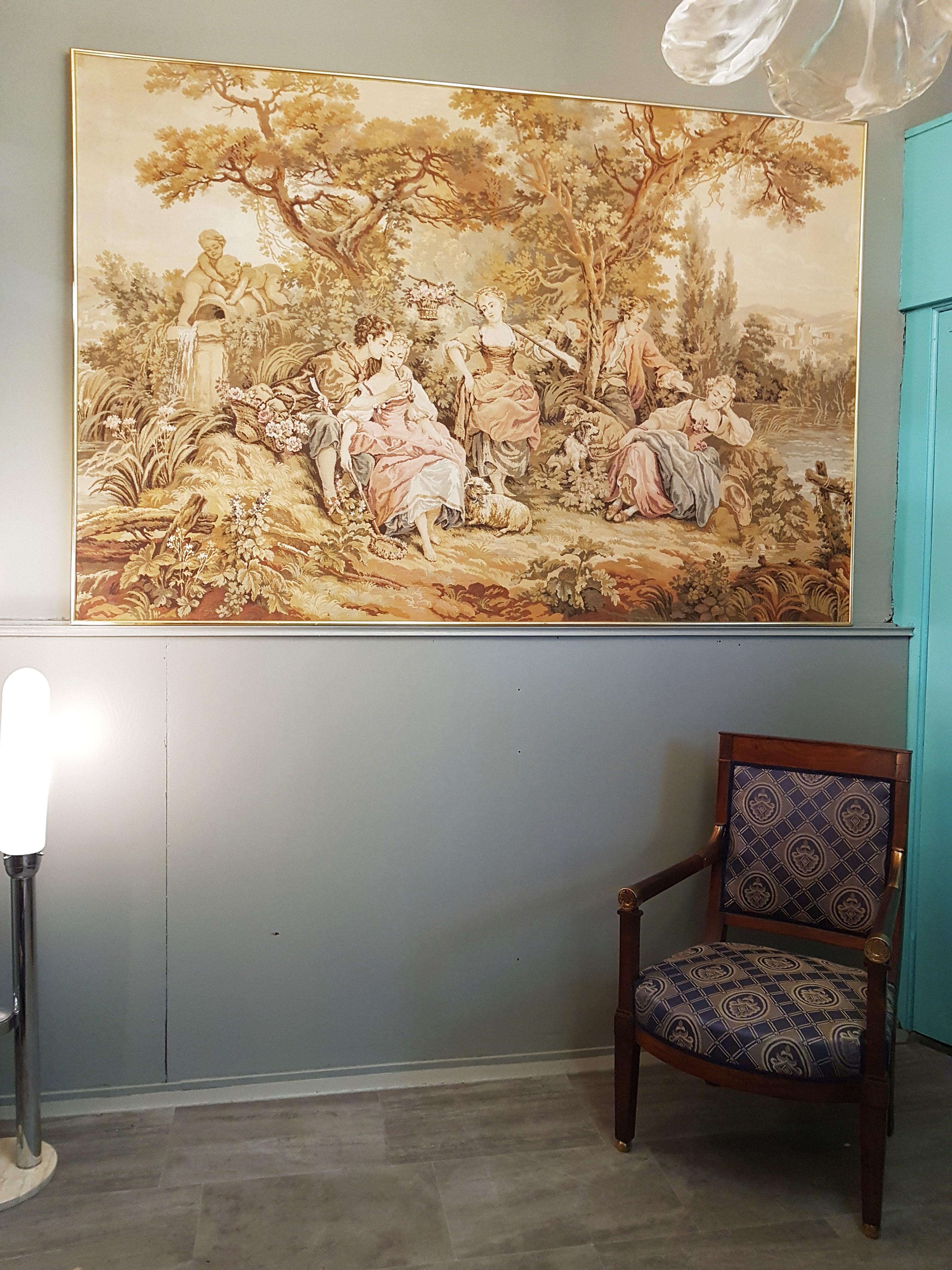 Wandteppich Französisch Rustikaler Stil Aubusson Barock Louis XV., Frankreich im Angebot 13
