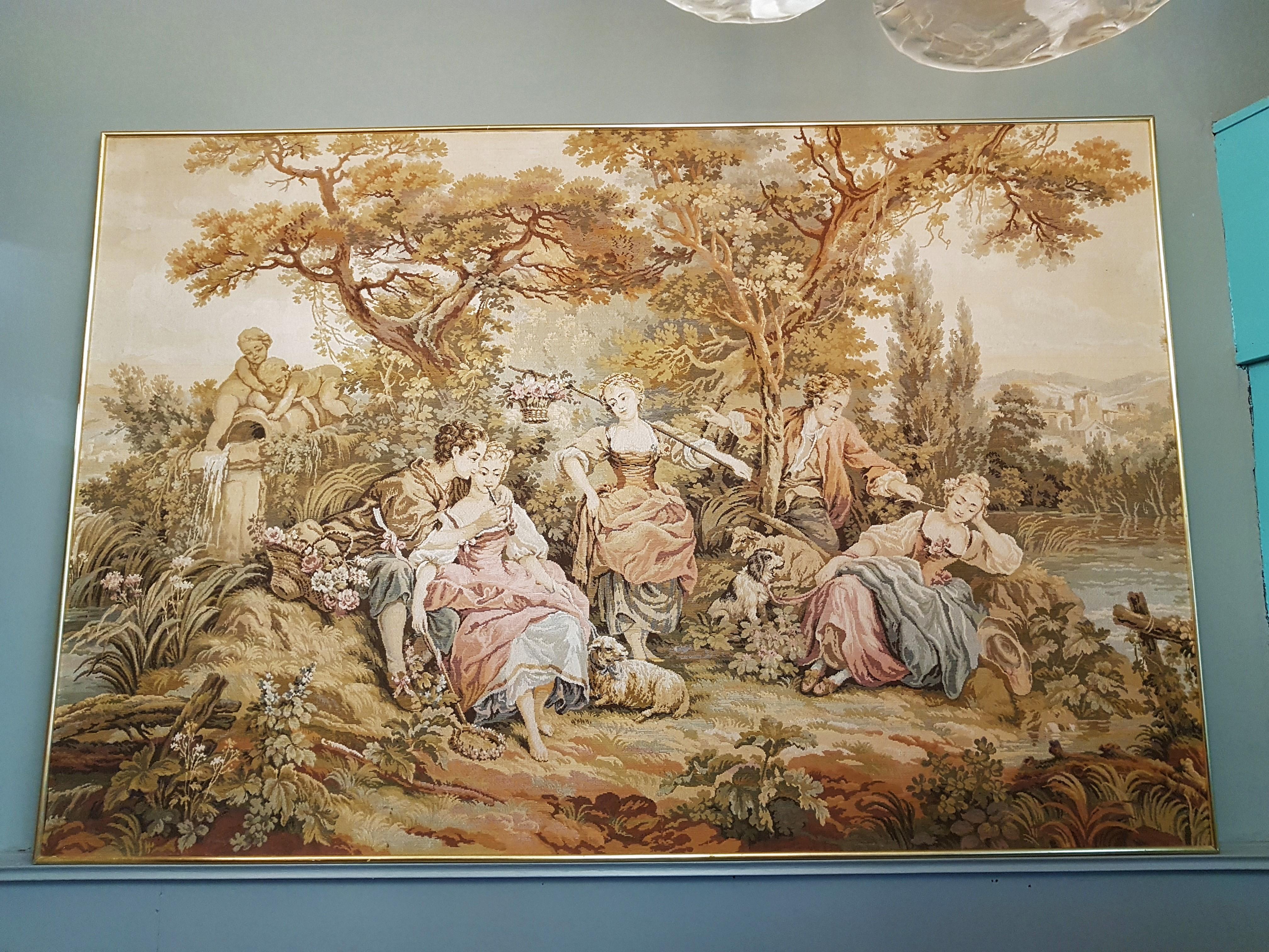 Tapestry French Rustic Style Aubusson Baroque Louis XV, France For Sale 14