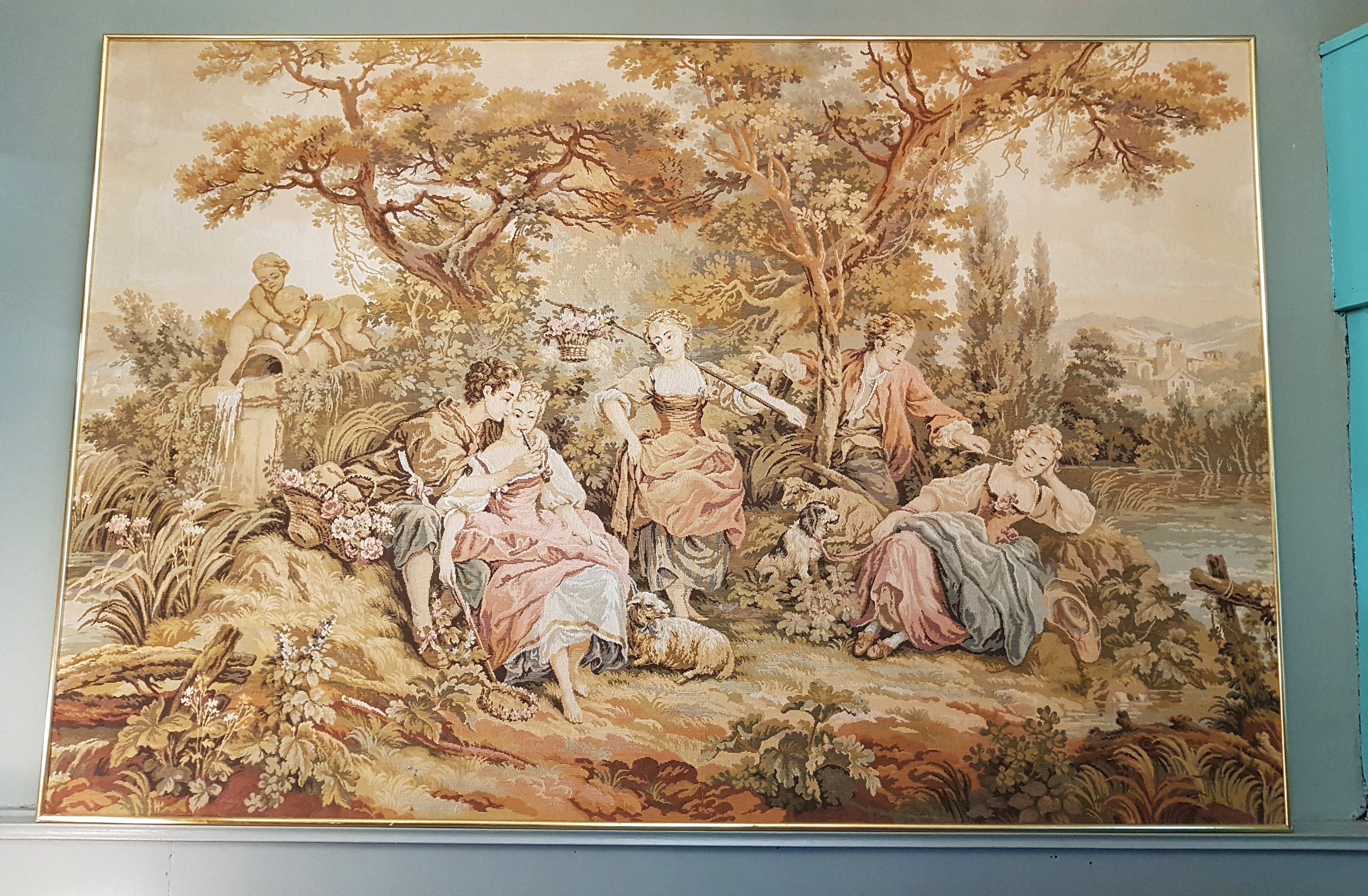 Tapestry French Rustic style Aubusson Baroque Louis XV, France.
Mid-20th century, machine woven.

 
      