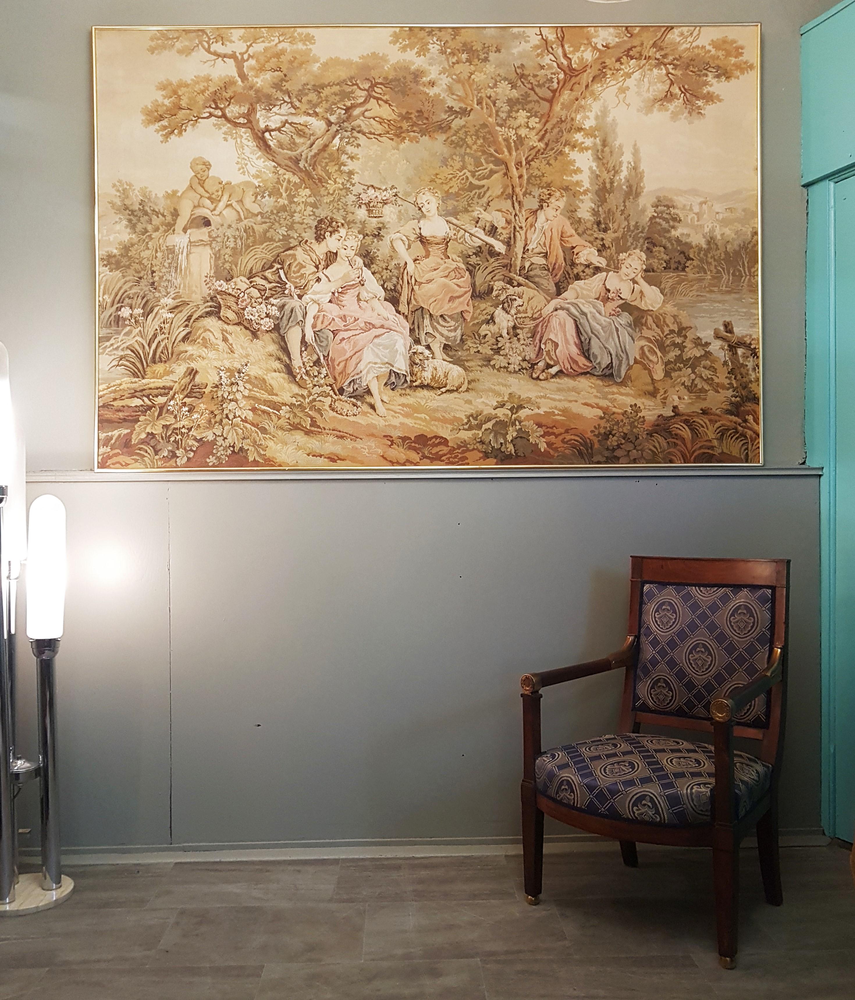 Wandteppich Französisch Rustikaler Stil Aubusson Barock Louis XV., Frankreich im Angebot 1