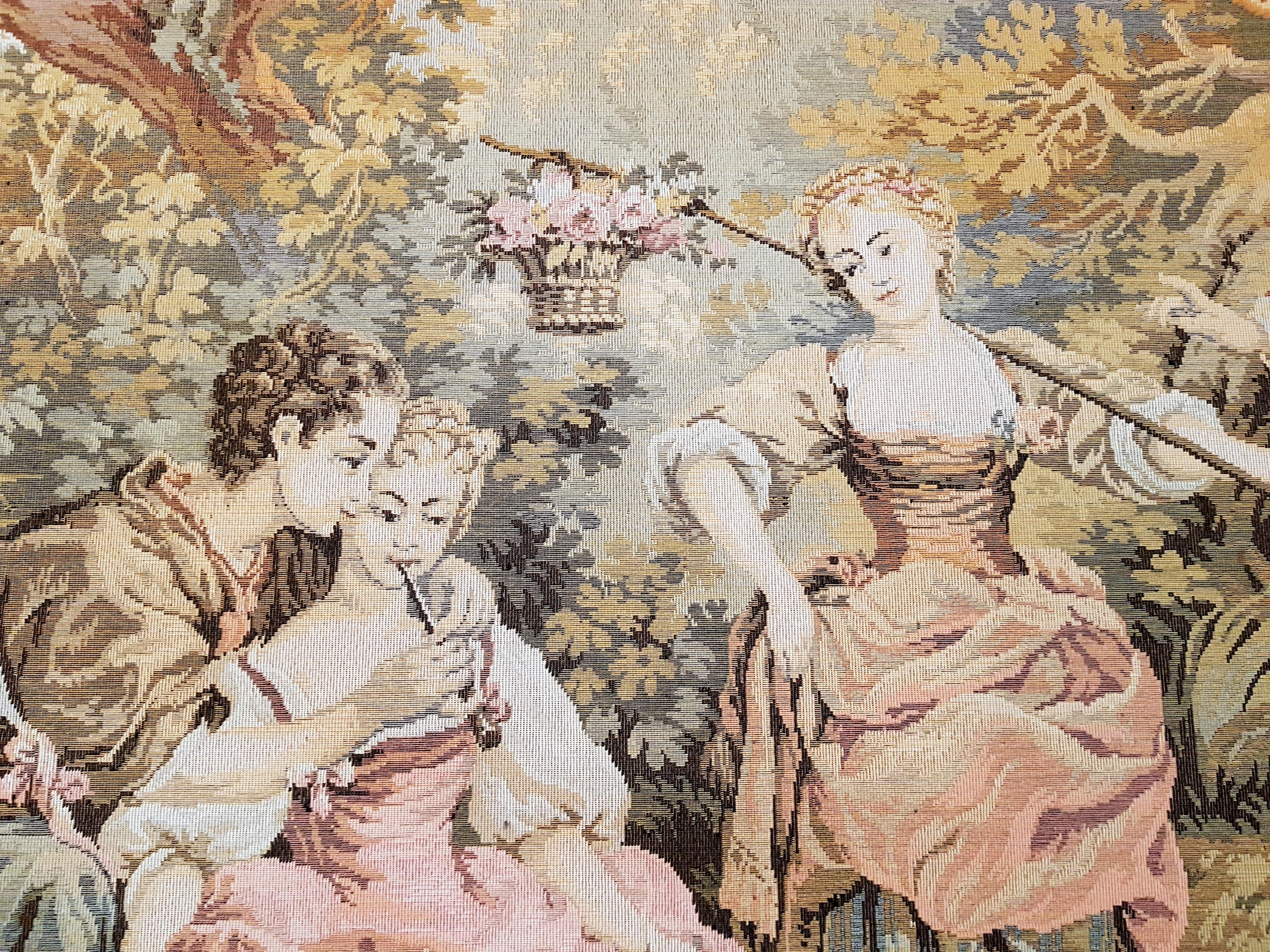 Français Tapisserie française de style rustique Aubusson Baroque Louis XV, France en vente