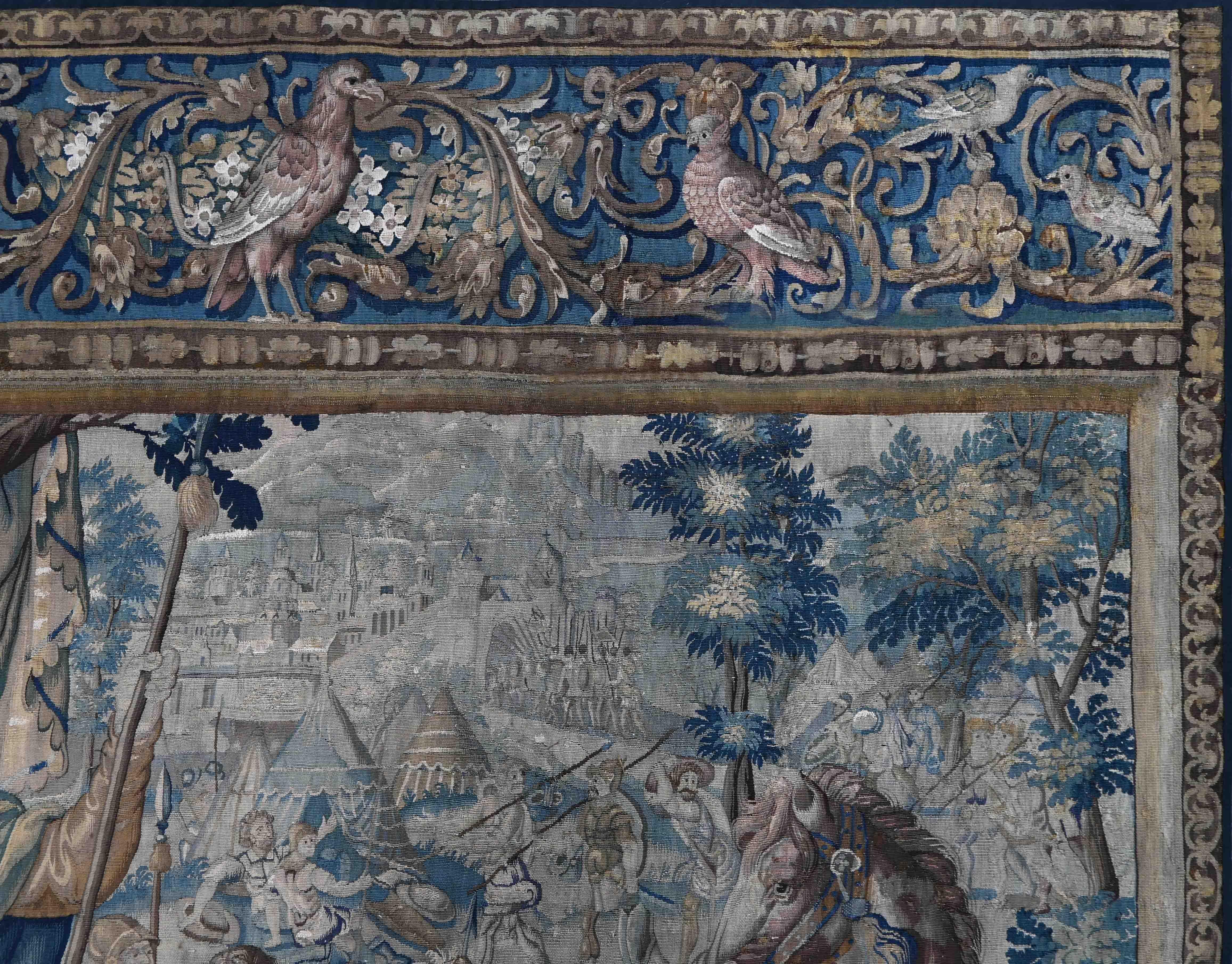 Wandteppich aus Brüsseler Manufaktur - Mitte 17. Jahrhundert - L2m40xh2m80 - N° 1375 (Französisch) im Angebot