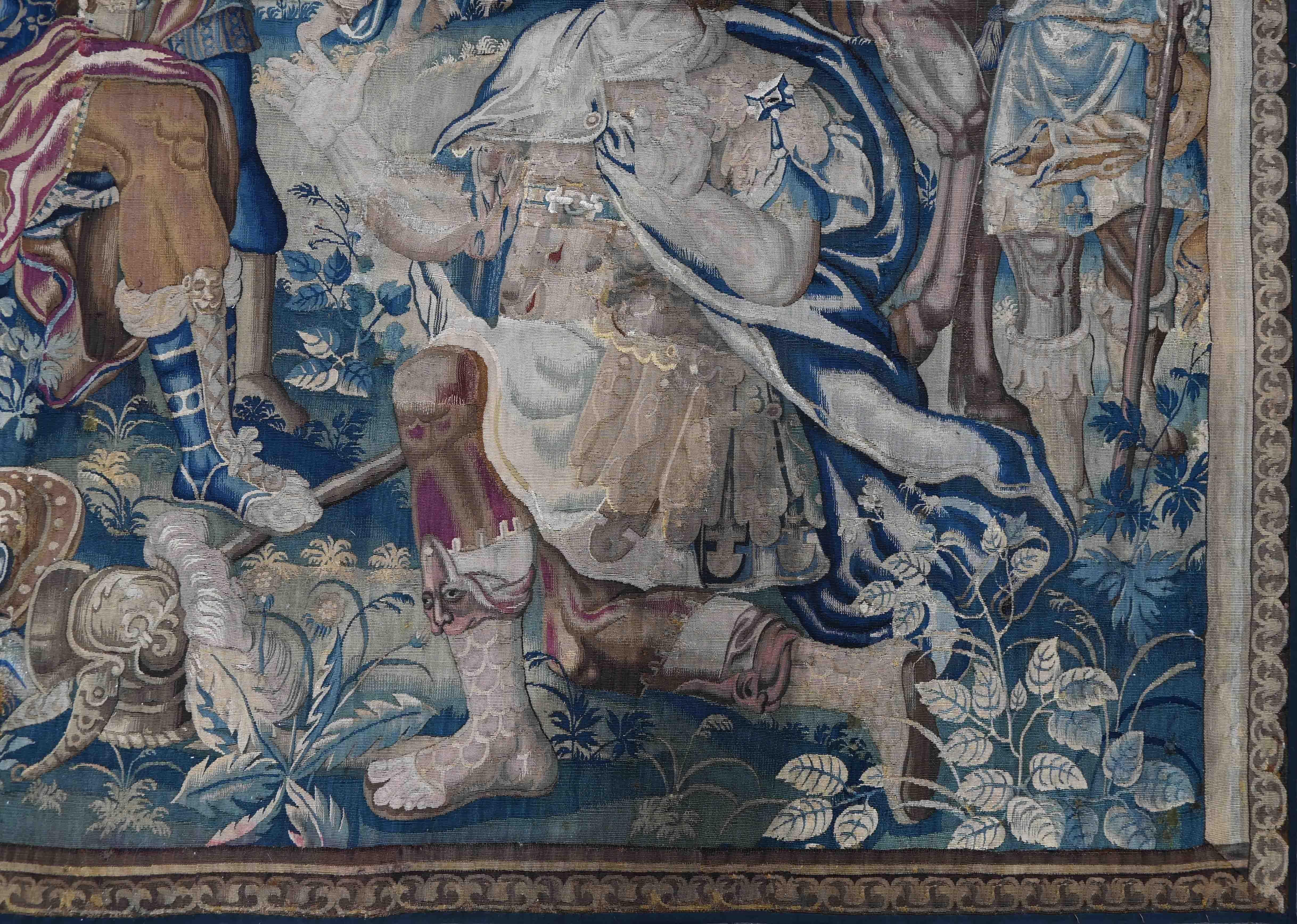 Wandteppich aus Brüsseler Manufaktur - Mitte 17. Jahrhundert - L2m40xh2m80 - N° 1375 (Handgewebt) im Angebot