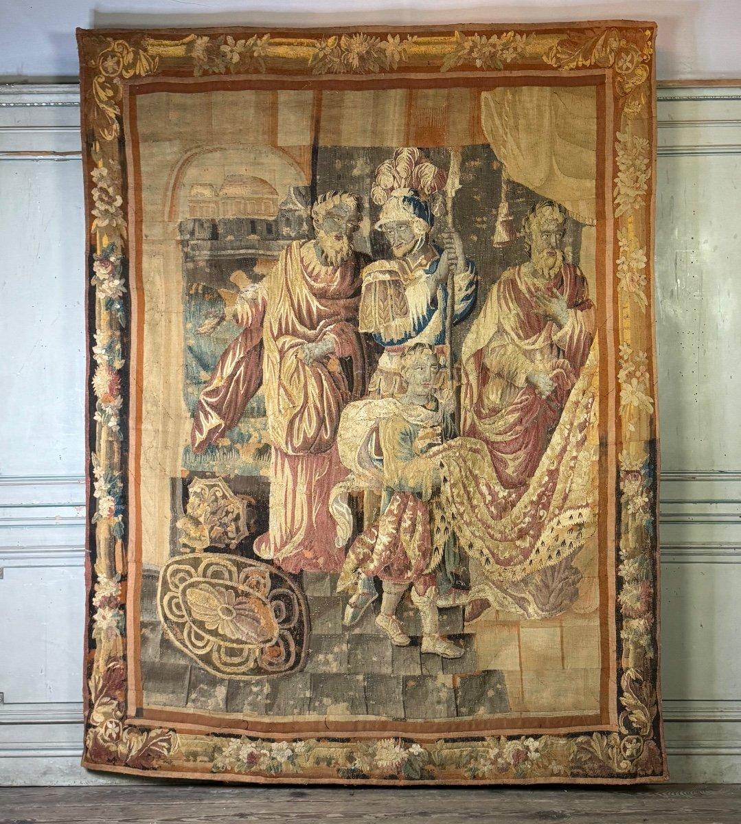 Wandteppich aus Flandern, Audenaerde, Wolle und Seide, 18. Jahrhundert im Angebot 6