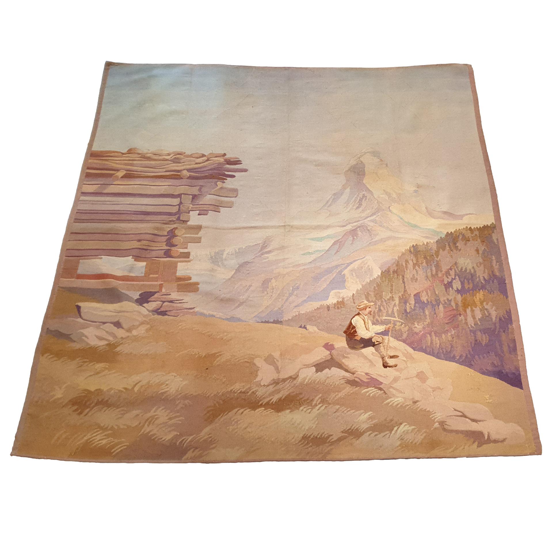 781  - Tapestry "La Montagne De Cervin" Aubusson, 20th Century